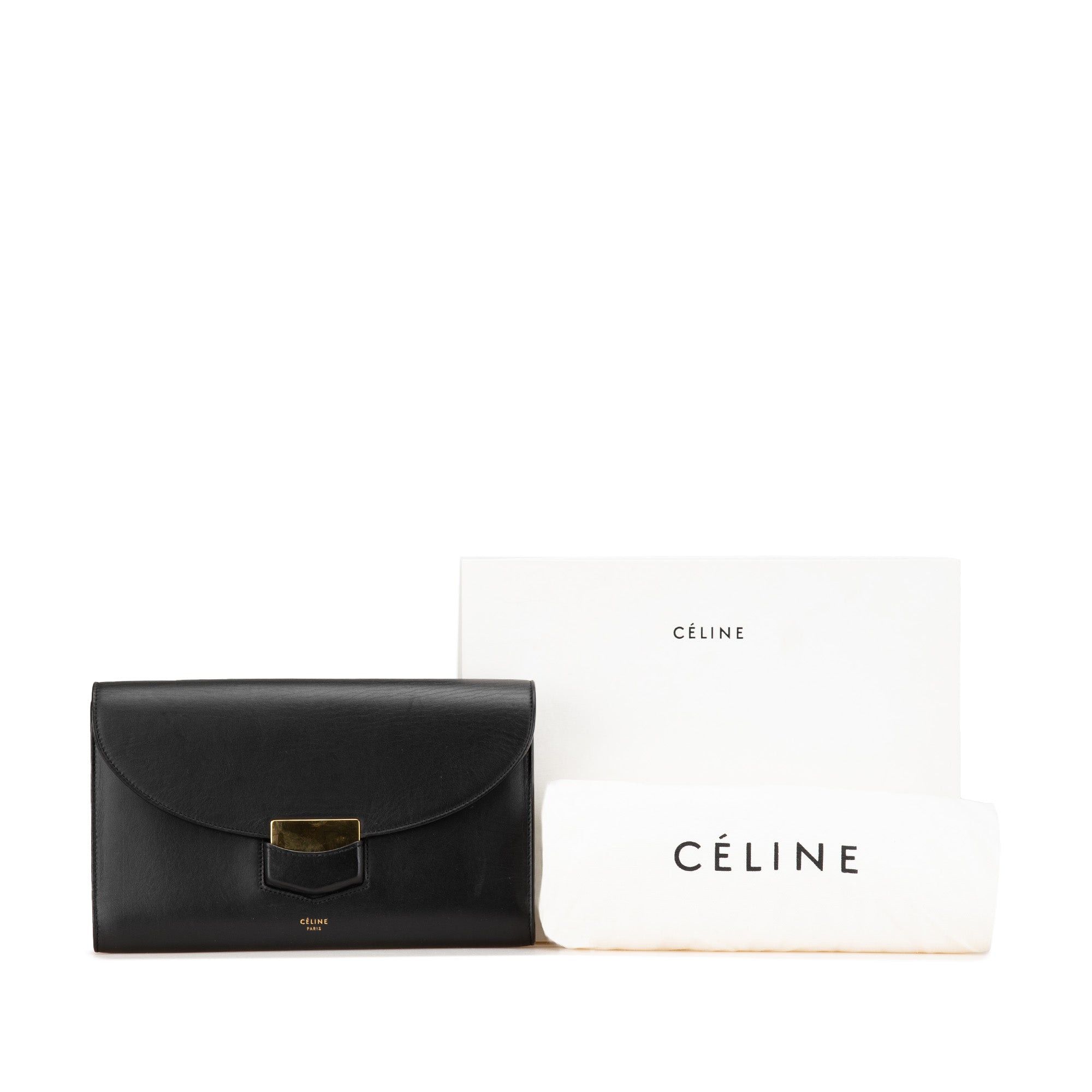 Celine Celine Smooth Calfskin Trotter Clutch Black Size ONE SIZE - 13 Thumbnail