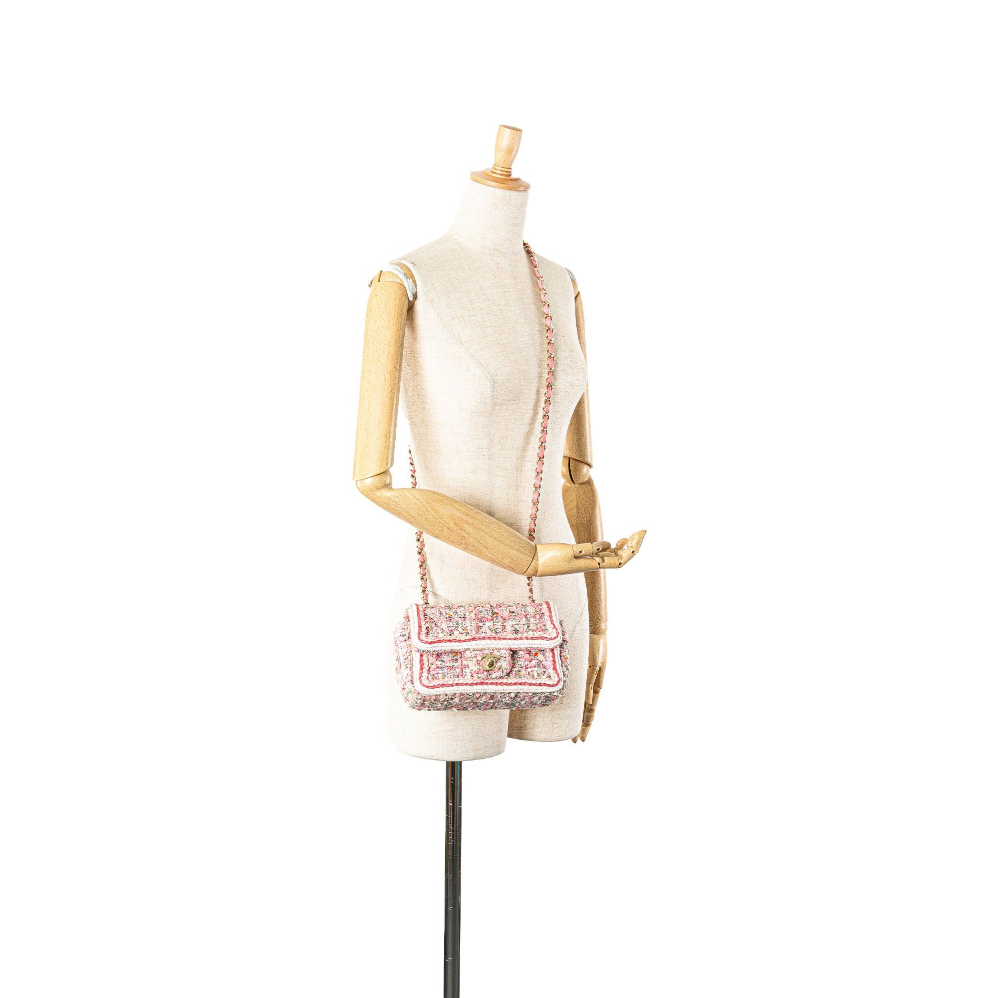 Chanel Chanel Mini Rectangular Classic Tweed Braid Flap Pink Size ONE SIZE - 10 Thumbnail