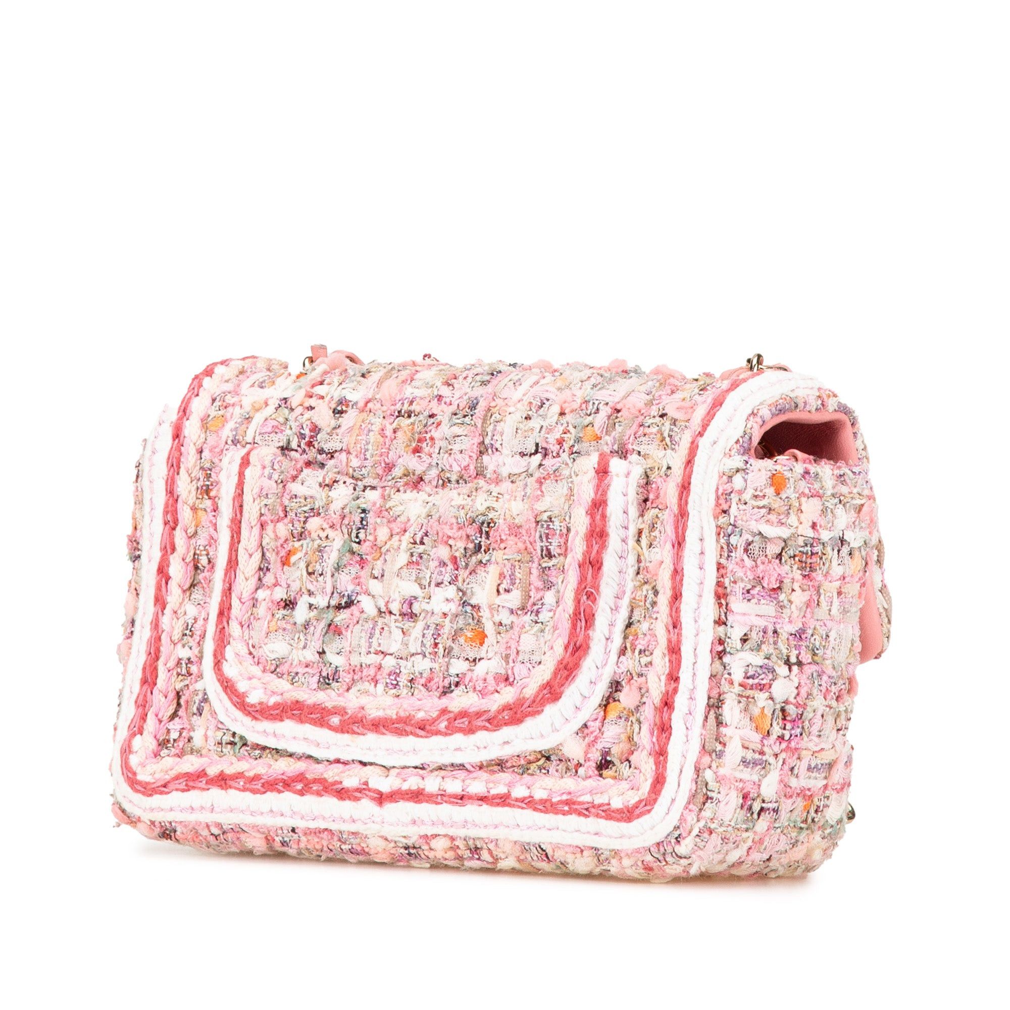 Chanel Chanel Mini Rectangular Classic Tweed Braid Flap Pink Size ONE SIZE - 2 Thumbnail