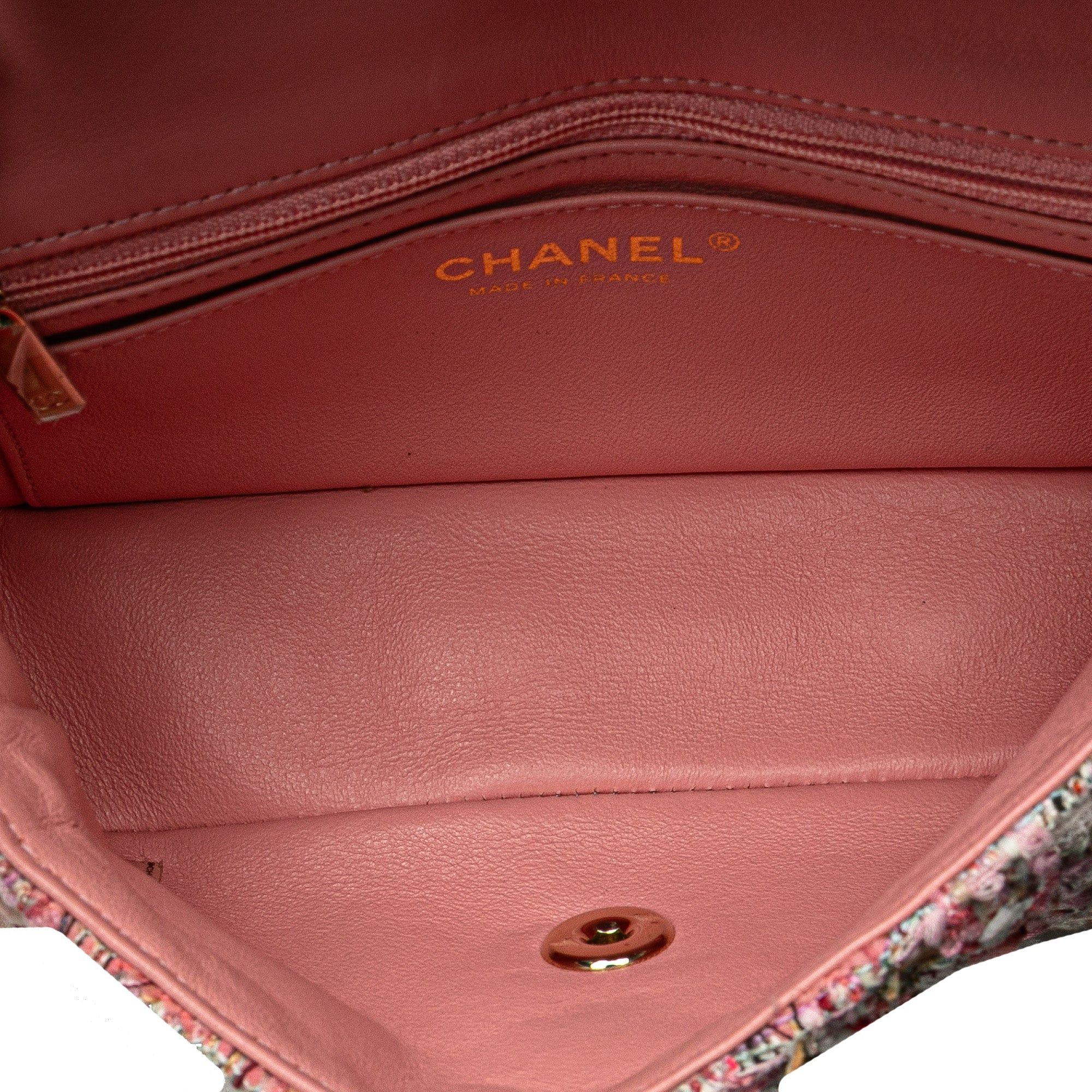 Chanel Chanel Mini Rectangular Classic Tweed Braid Flap Pink Size ONE SIZE - 4 Thumbnail