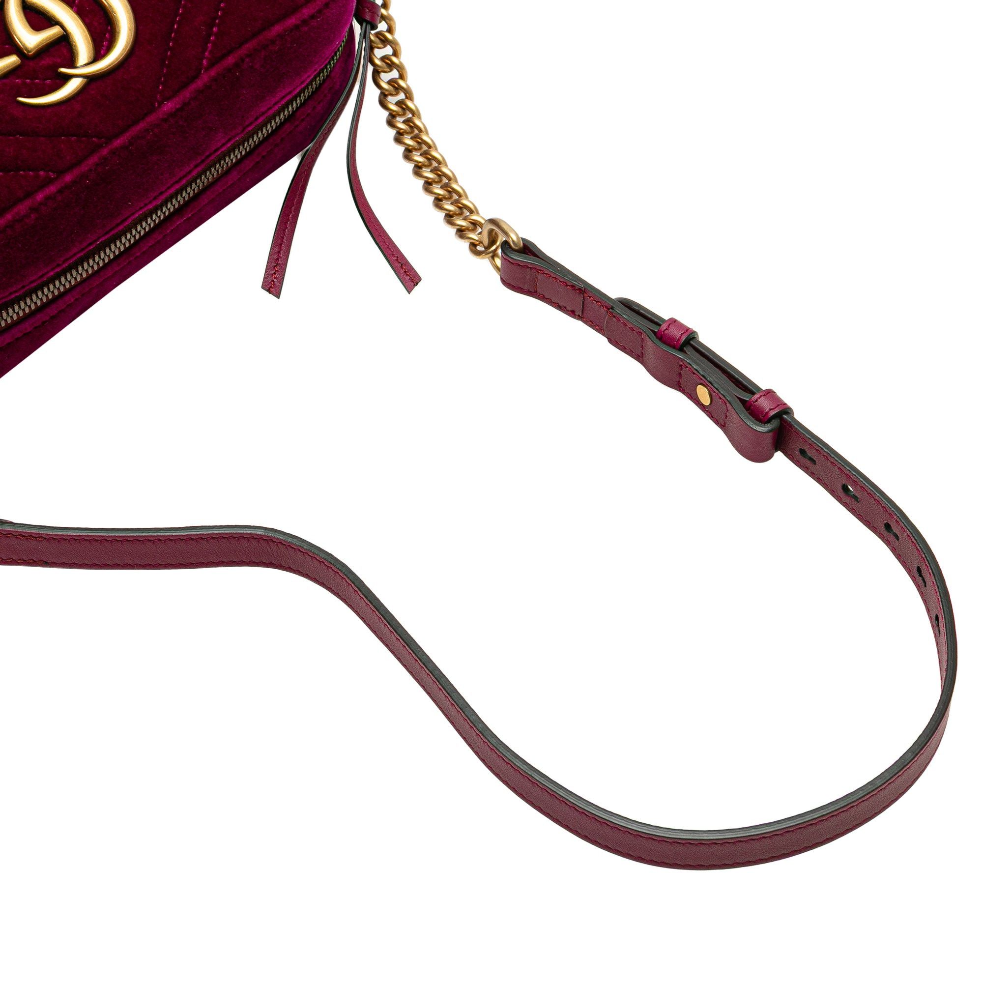 Gucci Gucci Small Velvet GG Marmont Matelasse Shoulder Bag Pink Size ONE SIZE - 11 Thumbnail