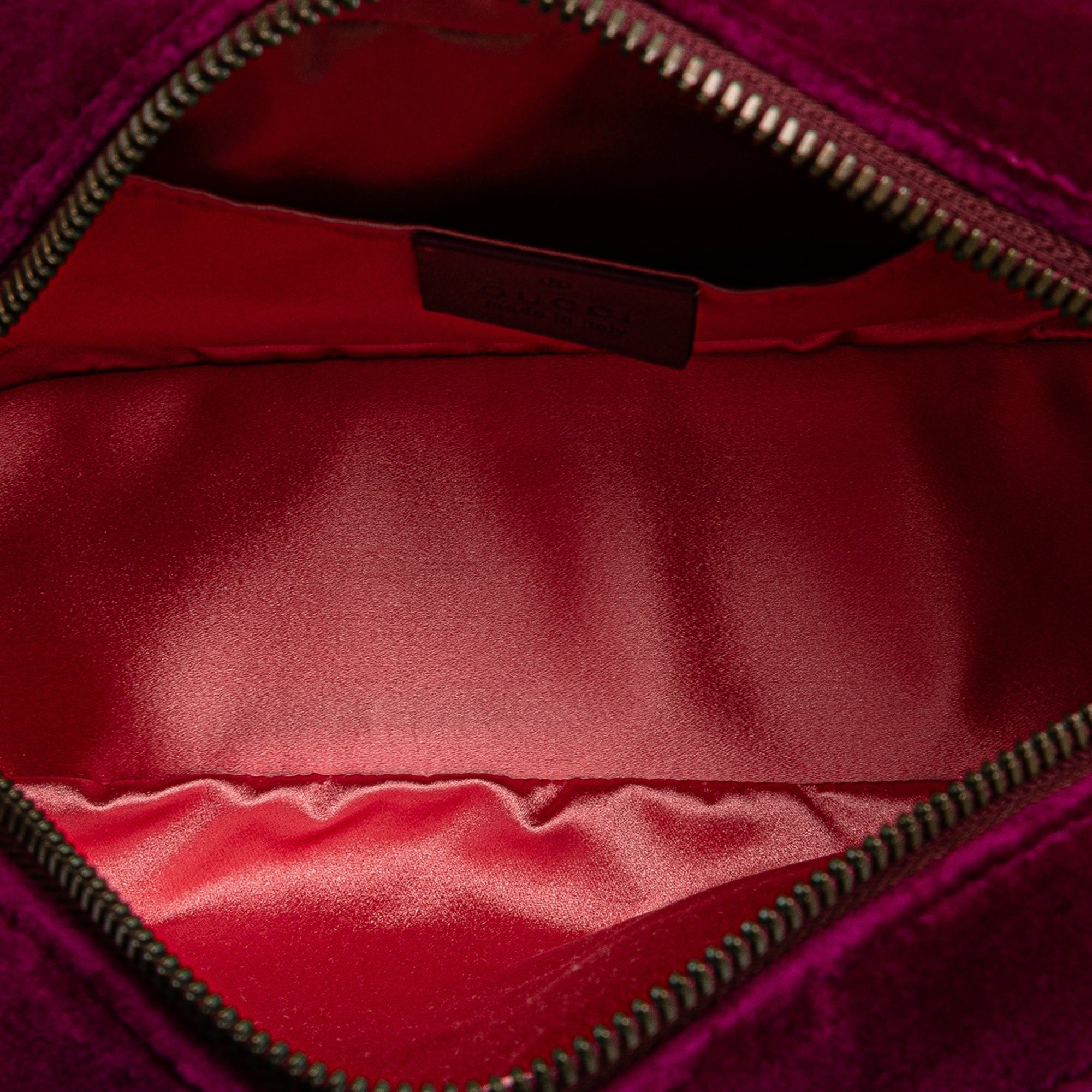 Gucci Gucci Small Velvet GG Marmont Matelasse Shoulder Bag Pink Size ONE SIZE - 4 Thumbnail
