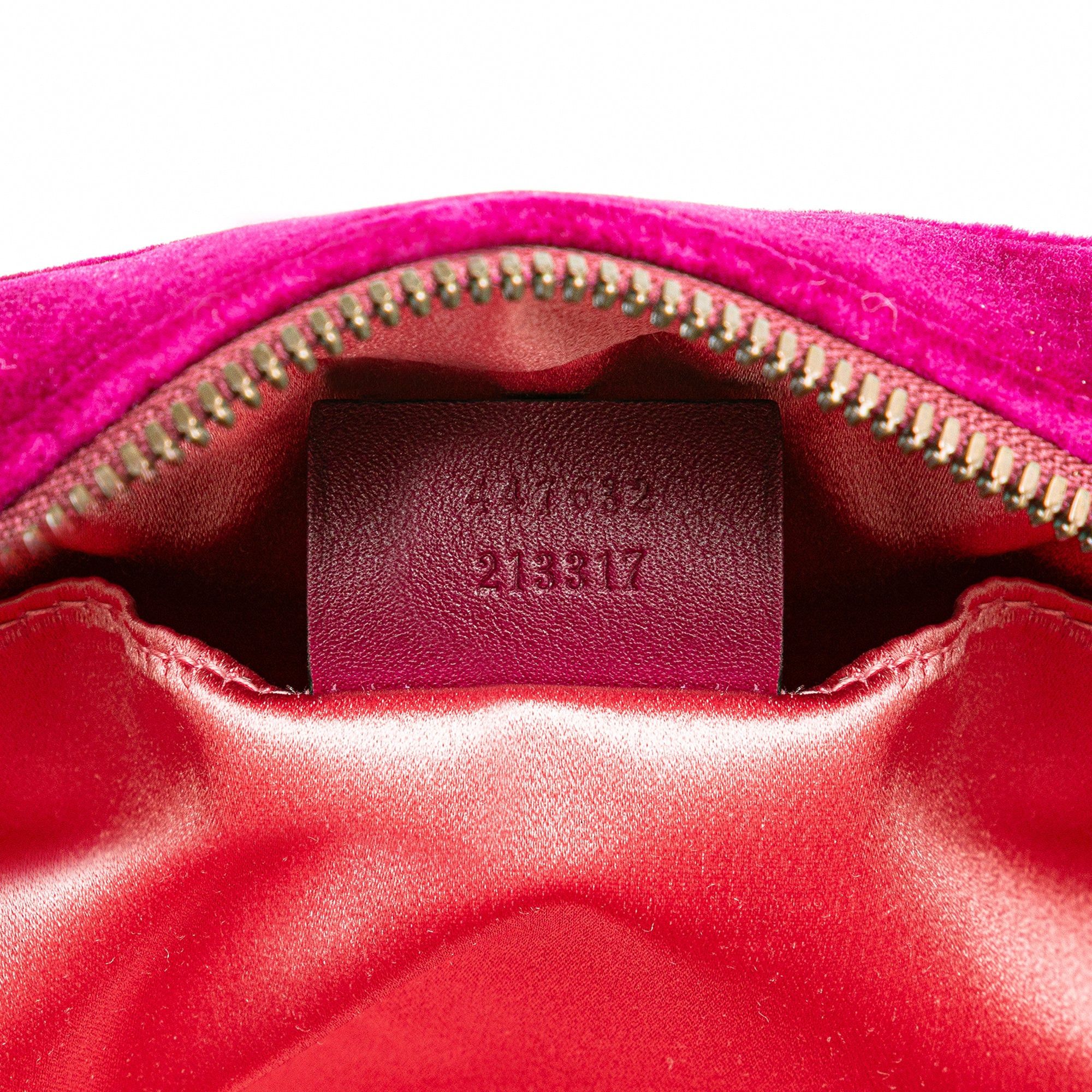 Gucci Gucci Small Velvet GG Marmont Matelasse Shoulder Bag Pink Size ONE SIZE - 6 Thumbnail