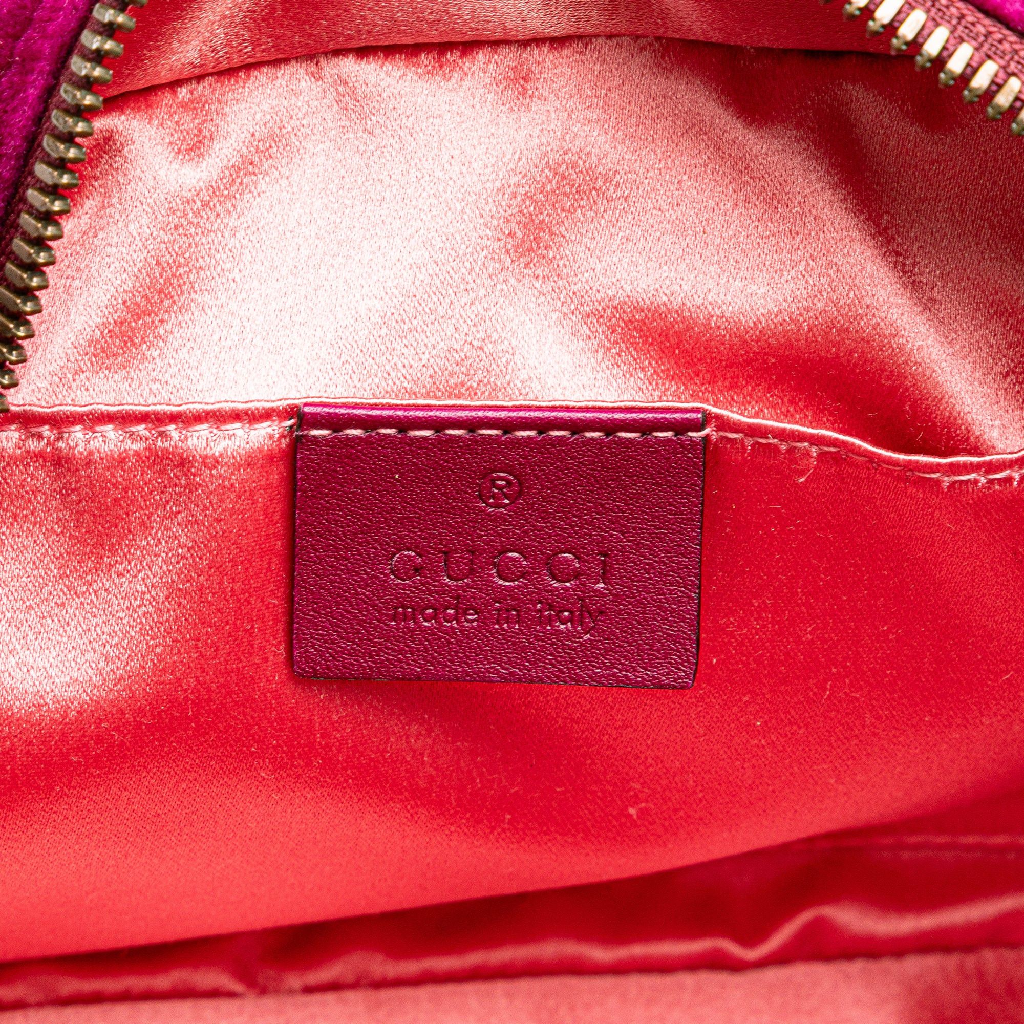 Gucci Gucci Small Velvet GG Marmont Matelasse Shoulder Bag Pink Size ONE SIZE - 5 Thumbnail