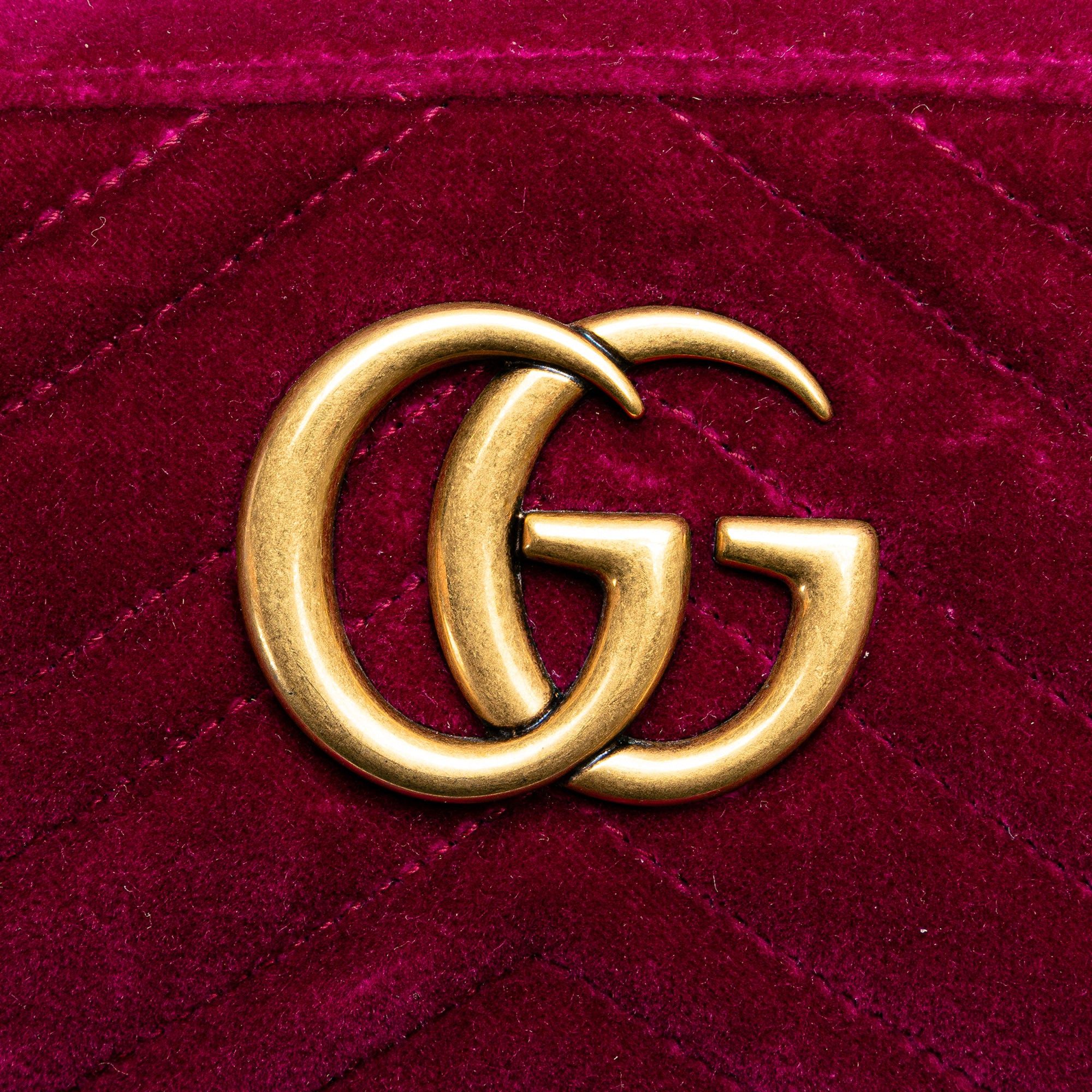 Gucci Gucci Small Velvet GG Marmont Matelasse Shoulder Bag Pink Size ONE SIZE - 7 Thumbnail