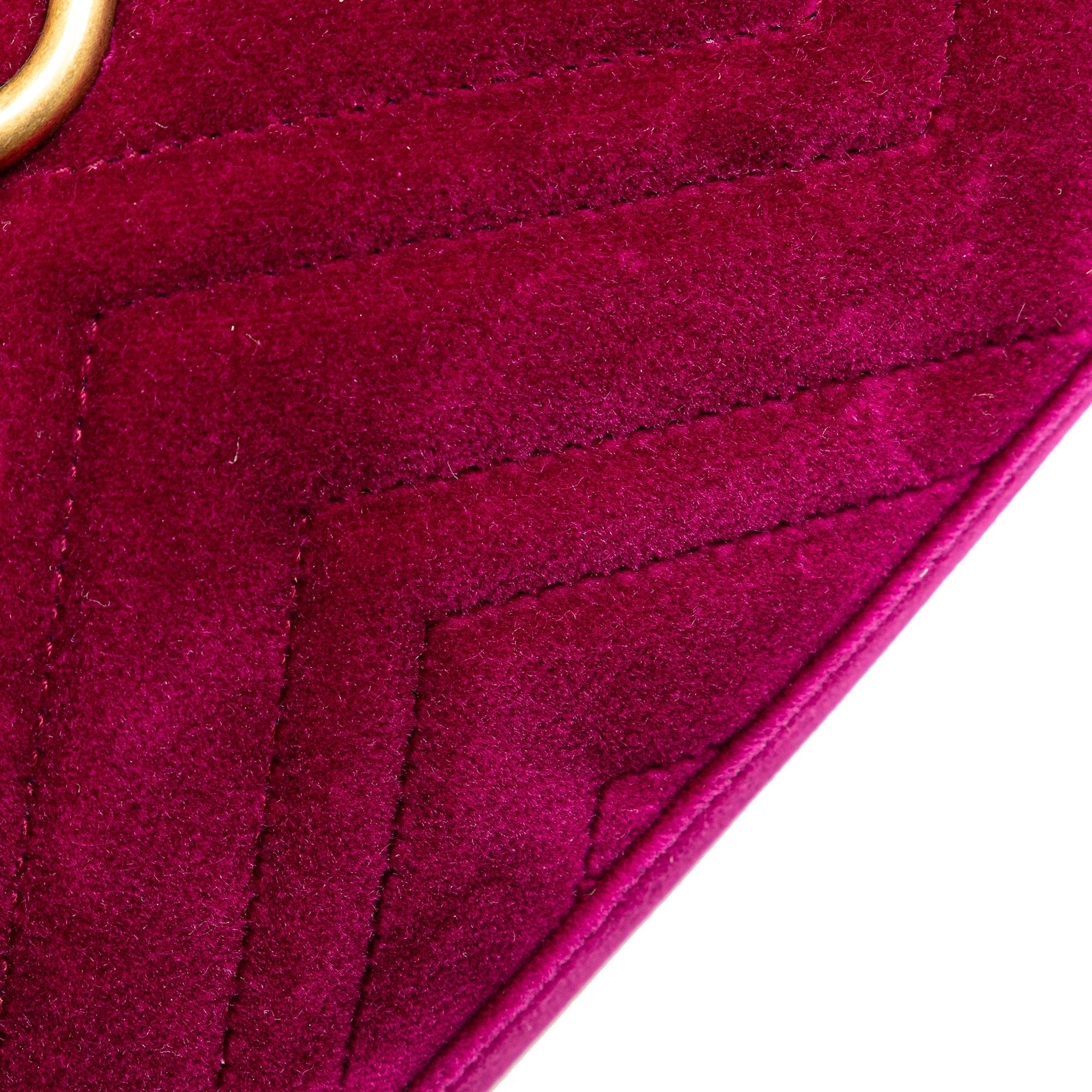 Gucci Gucci Small Velvet GG Marmont Matelasse Shoulder Bag Pink Size ONE SIZE - 8 Thumbnail