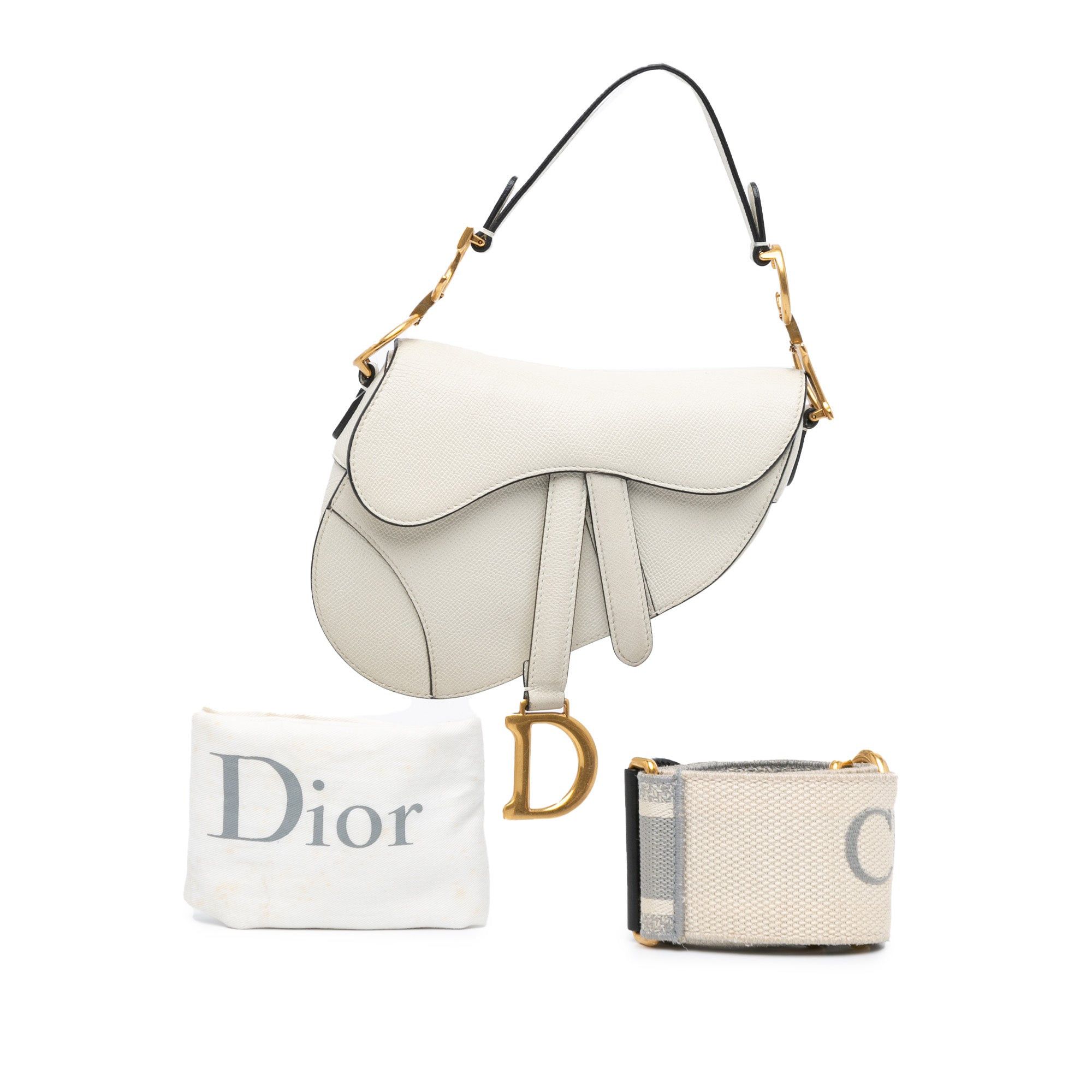 Dior Dior Mini Grained Calfskin Saddle Bag White Size ONE SIZE - 8 Thumbnail