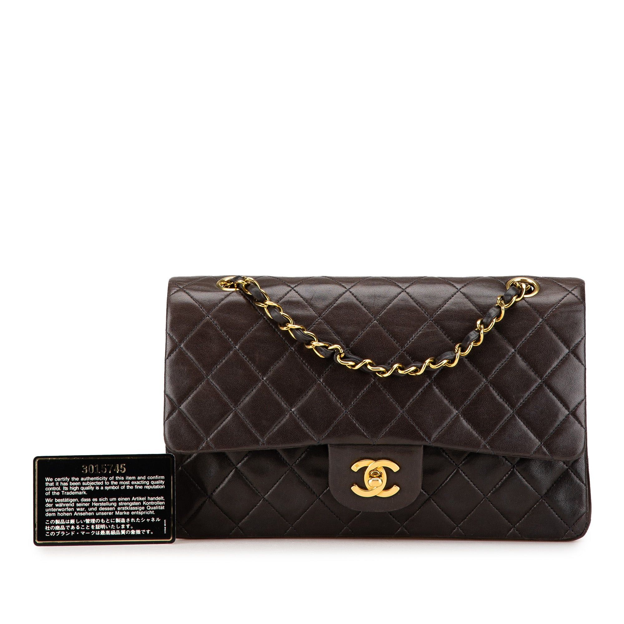 Chanel Chanel Medium Classic Lambskin Double Flap Brown Size ONE SIZE - 13 Thumbnail
