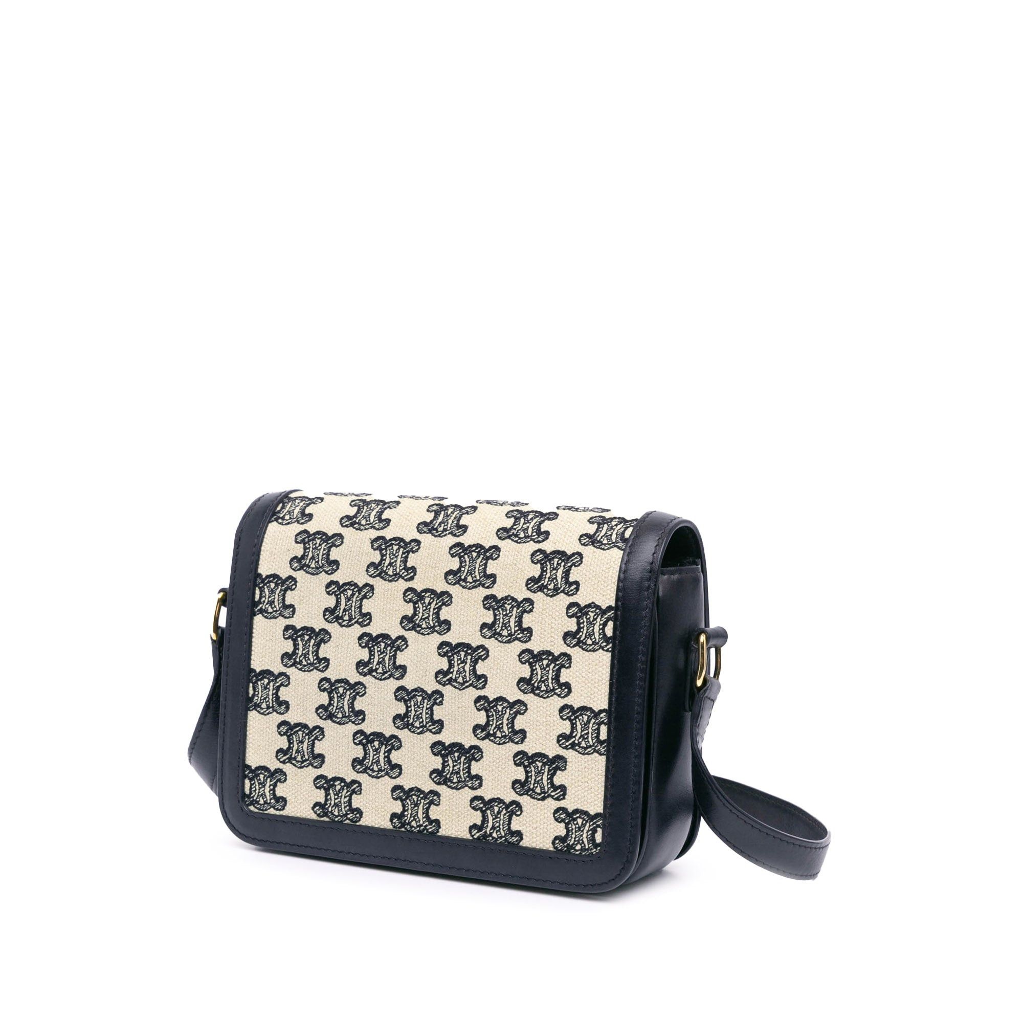 Celine Celine Teen Embroidered Canvas Triomphe Crossbody White Size ONE SIZE - 2 Thumbnail