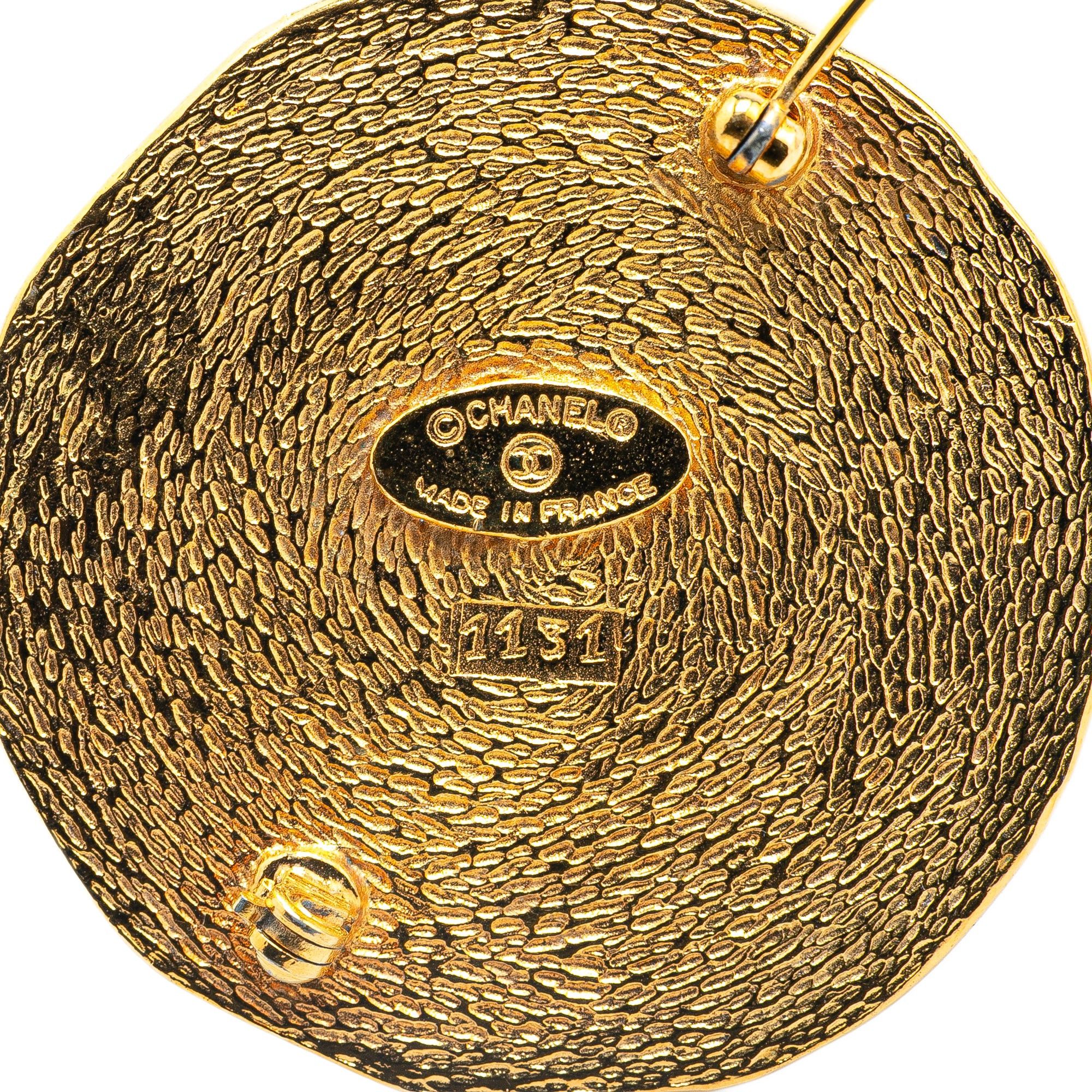 Chanel Chanel Gold Plated 31 Rue Cambon Round Brooch Gold Size ONE SIZE - 3 Thumbnail