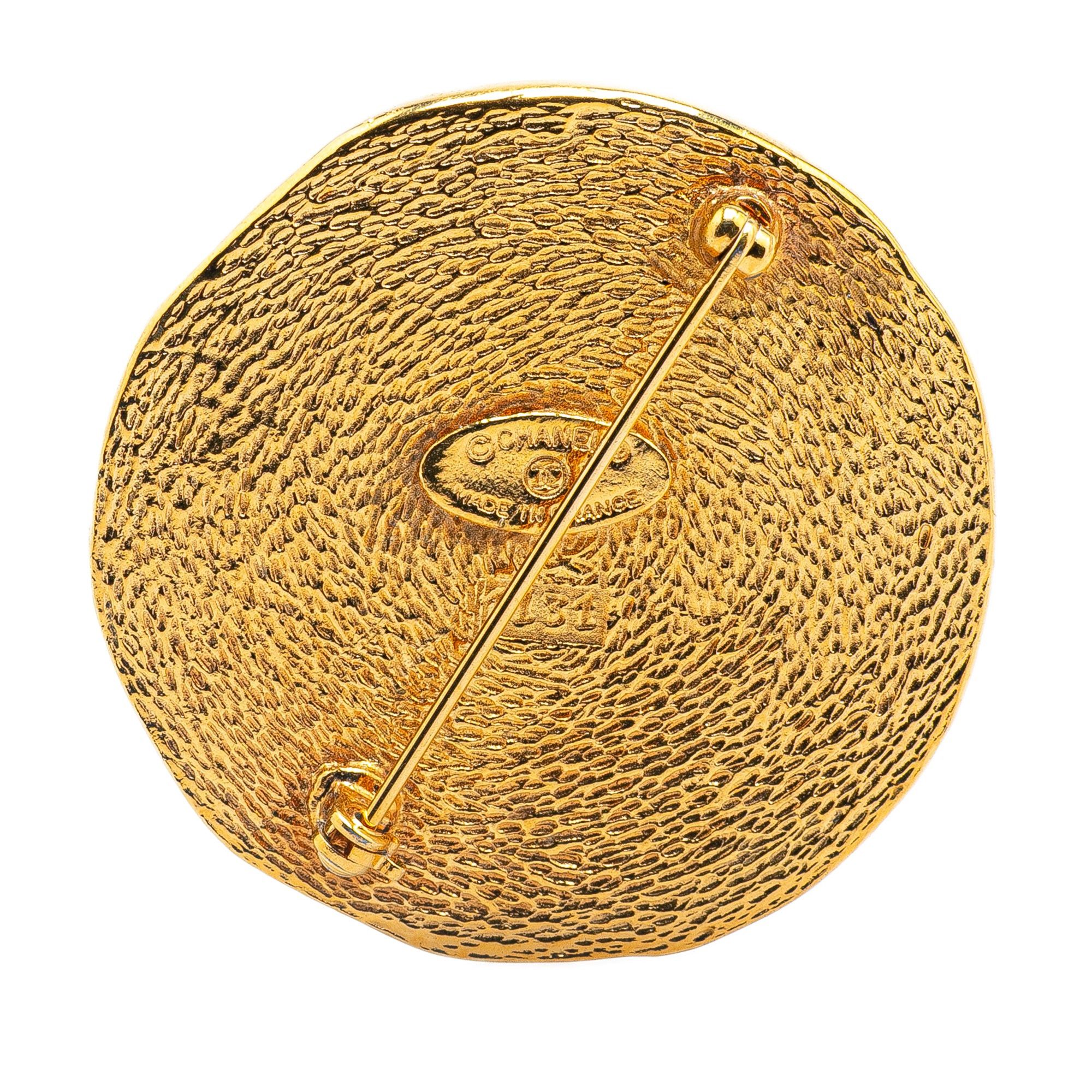 Chanel Chanel Gold Plated 31 Rue Cambon Round Brooch Gold Size ONE SIZE - 2 Thumbnail