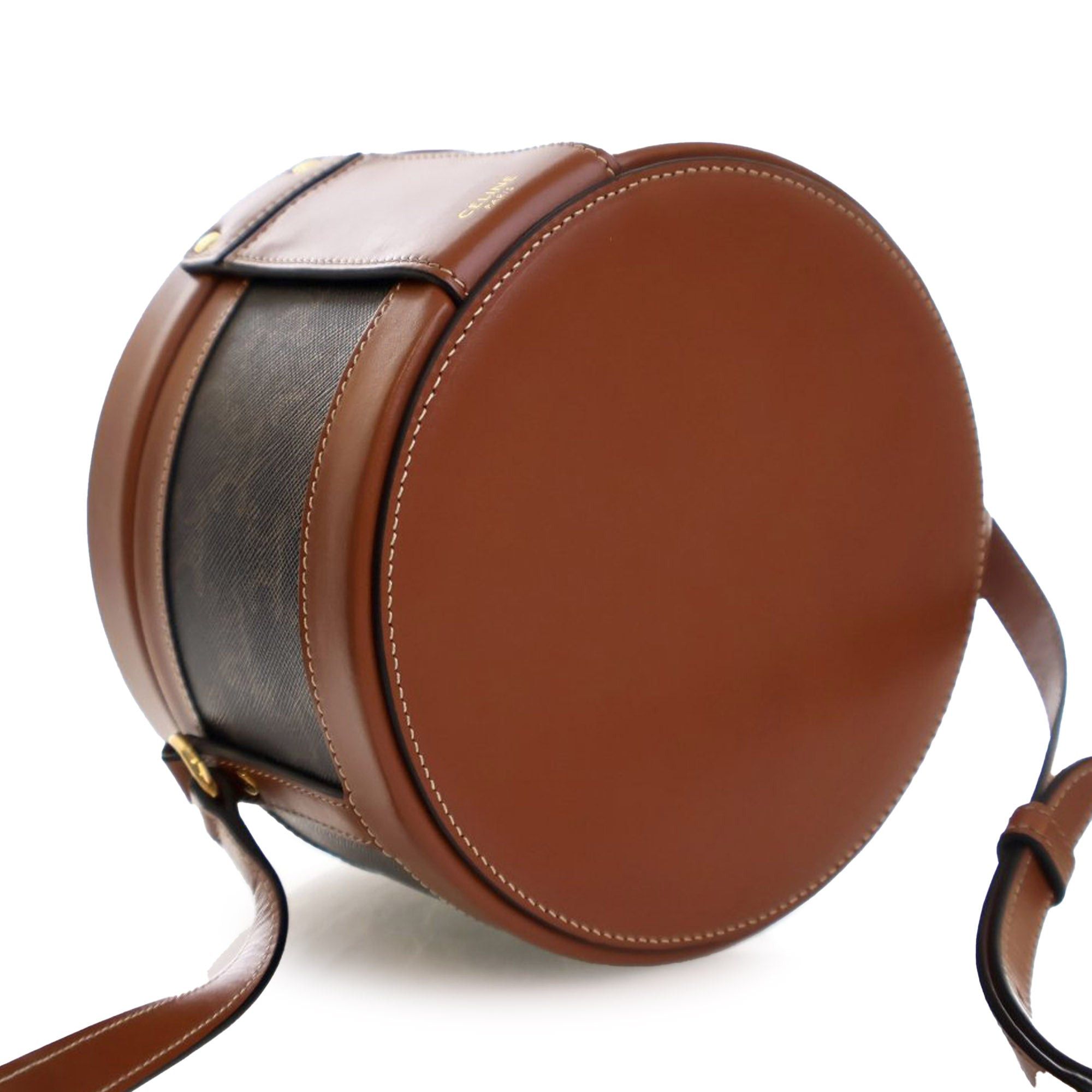 Celine Celine Medium Triomphe Coated Canvas Tambour Crossbody Brown Size ONE SIZE - 6 Thumbnail