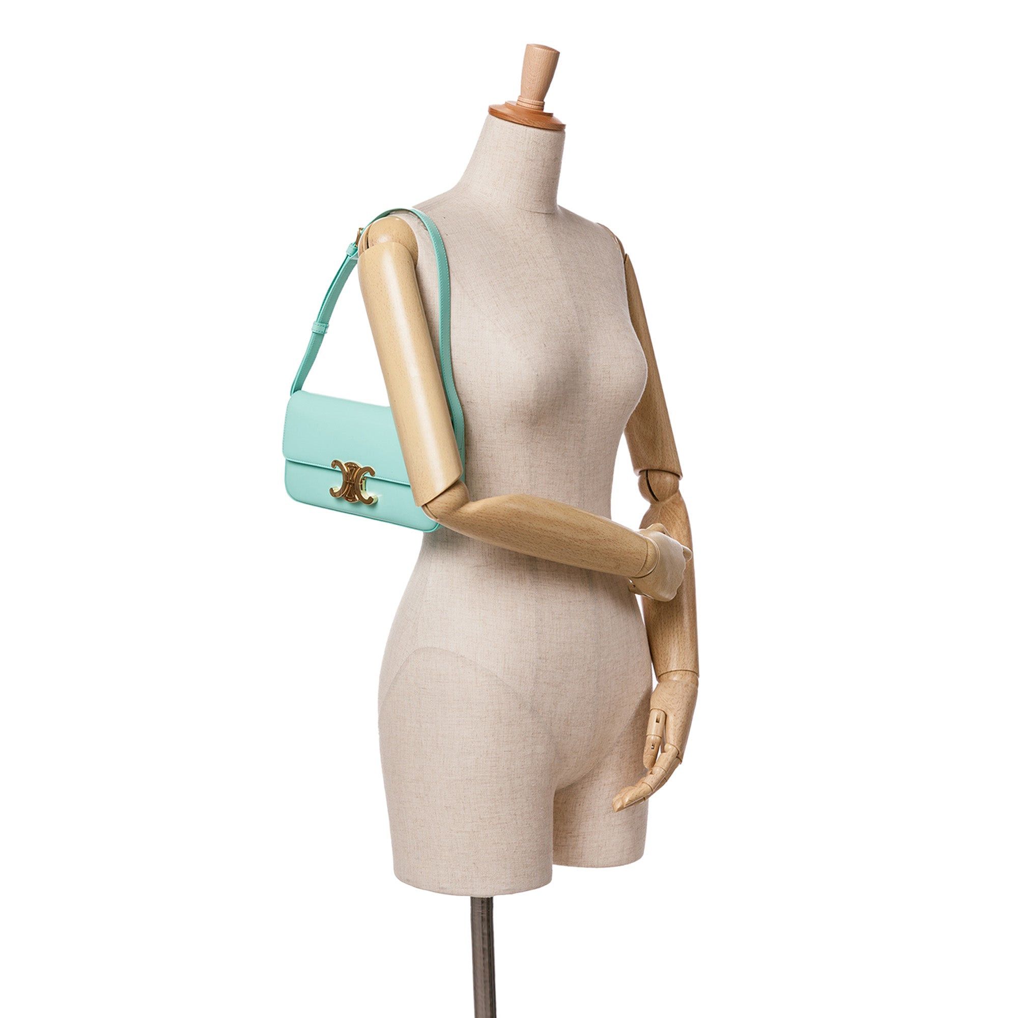 Celine Celine Triomphe Leather Claude Shoulder Bag Blue Size ONE SIZE - 10 Thumbnail