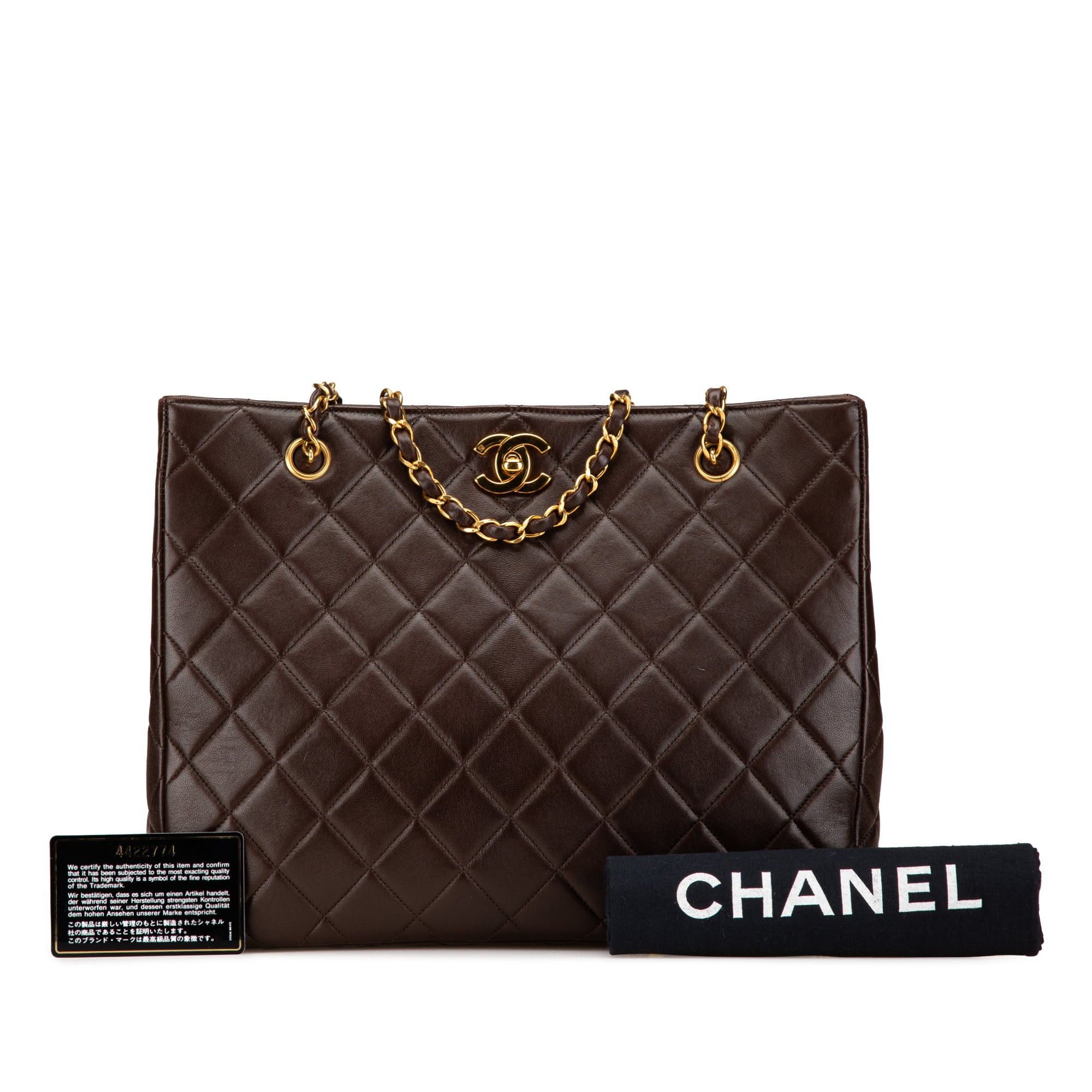 Chanel Chanel CC Quilted Lambskin Turnlock Tote Brown Size ONE SIZE - 10 Thumbnail