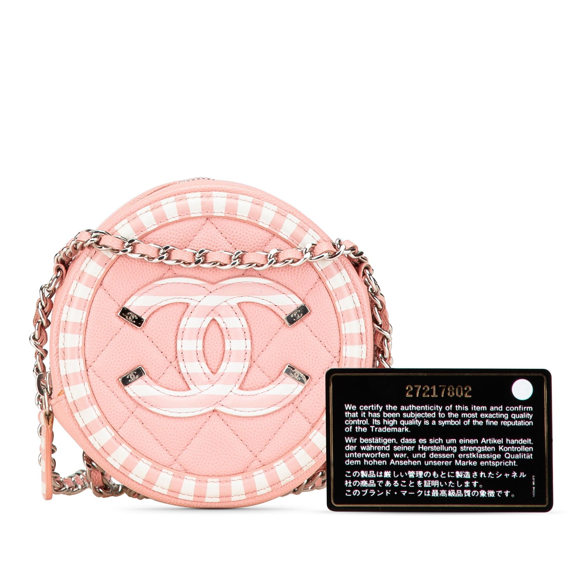 Chanel Chanel Caviar Striped CC Filigree Round Crossbody Pink Size ONE SIZE - 10 Thumbnail
