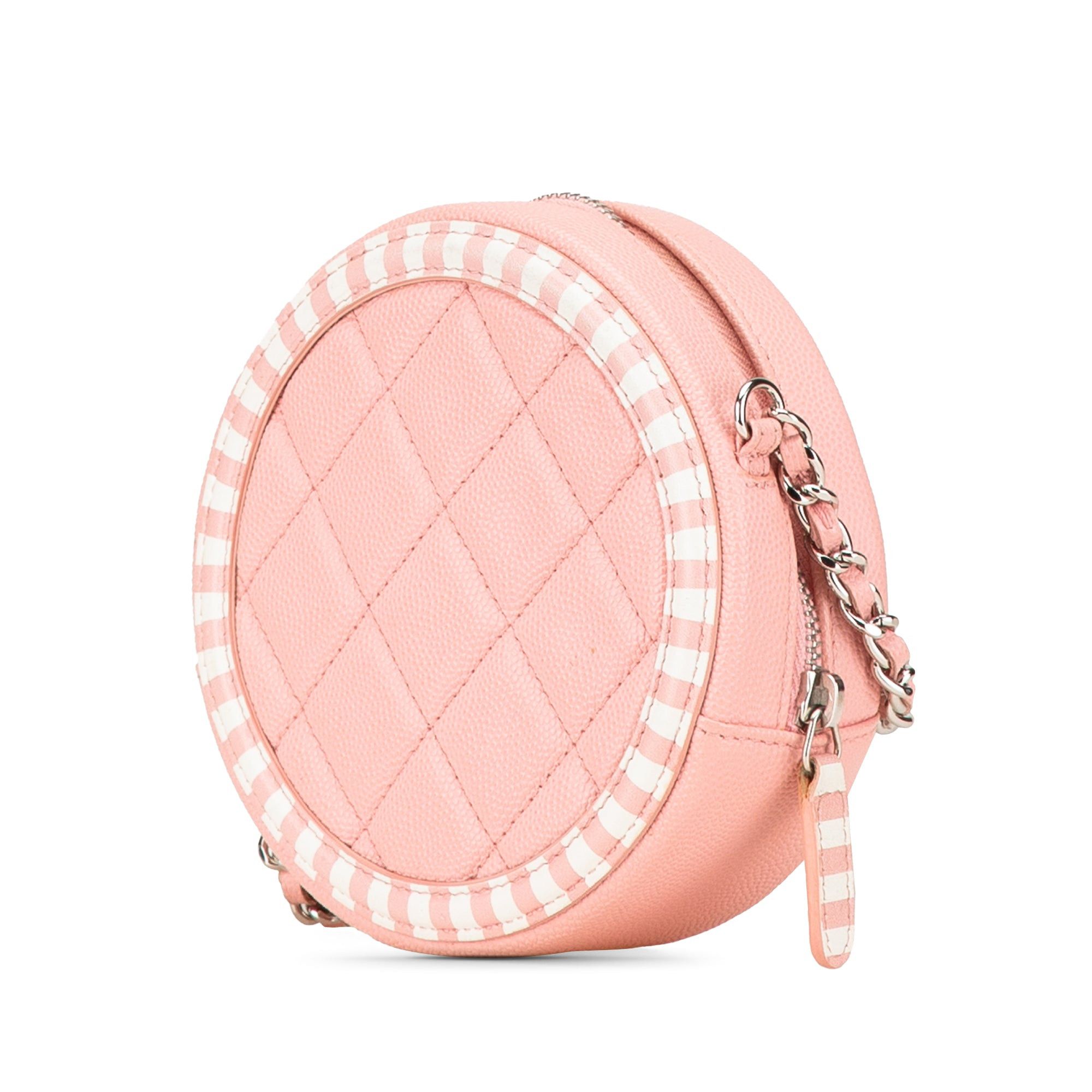 Chanel Chanel Caviar Striped CC Filigree Round Crossbody Pink Size ONE SIZE - 2 Thumbnail