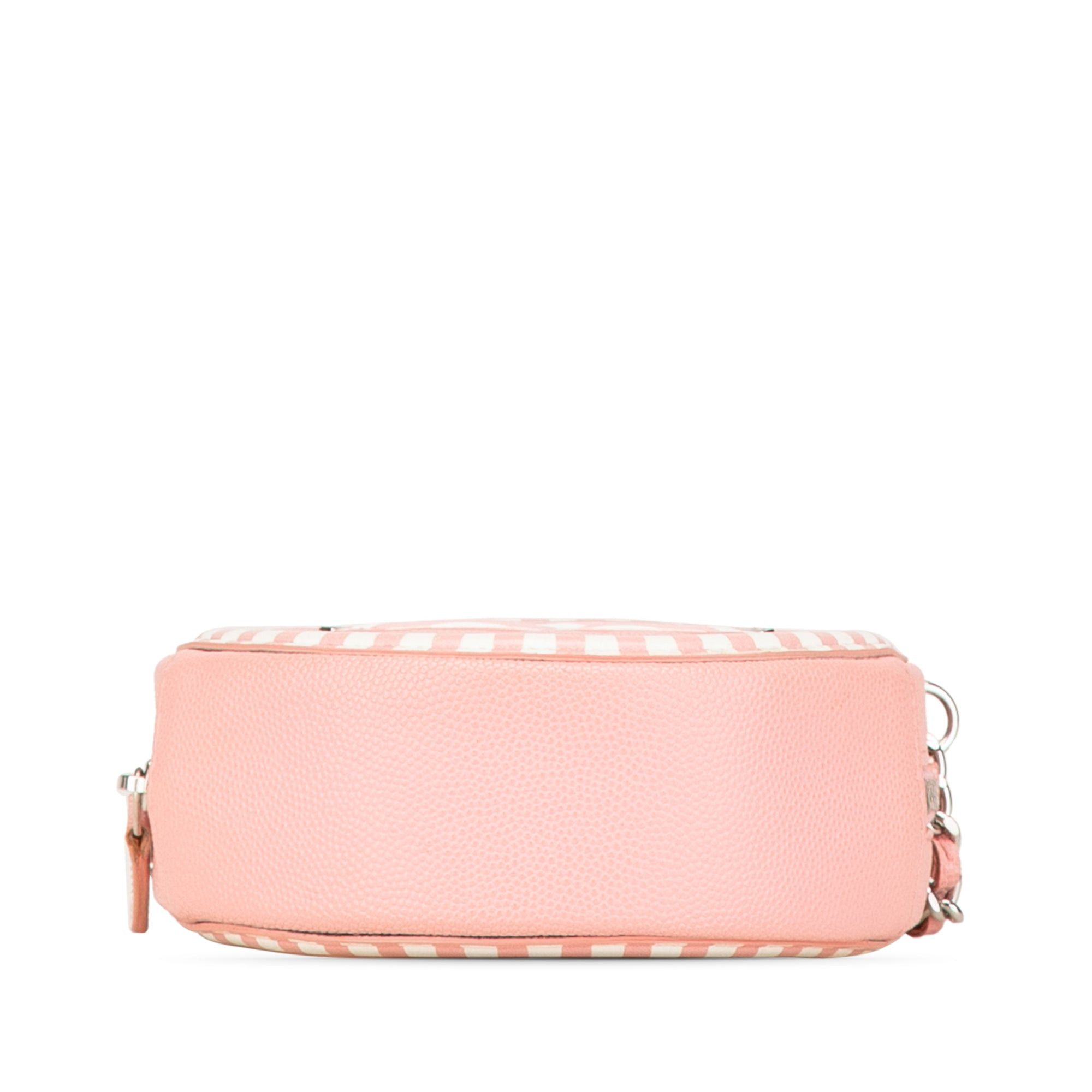 Chanel Chanel Caviar Striped CC Filigree Round Crossbody Pink Size ONE SIZE - 3 Thumbnail