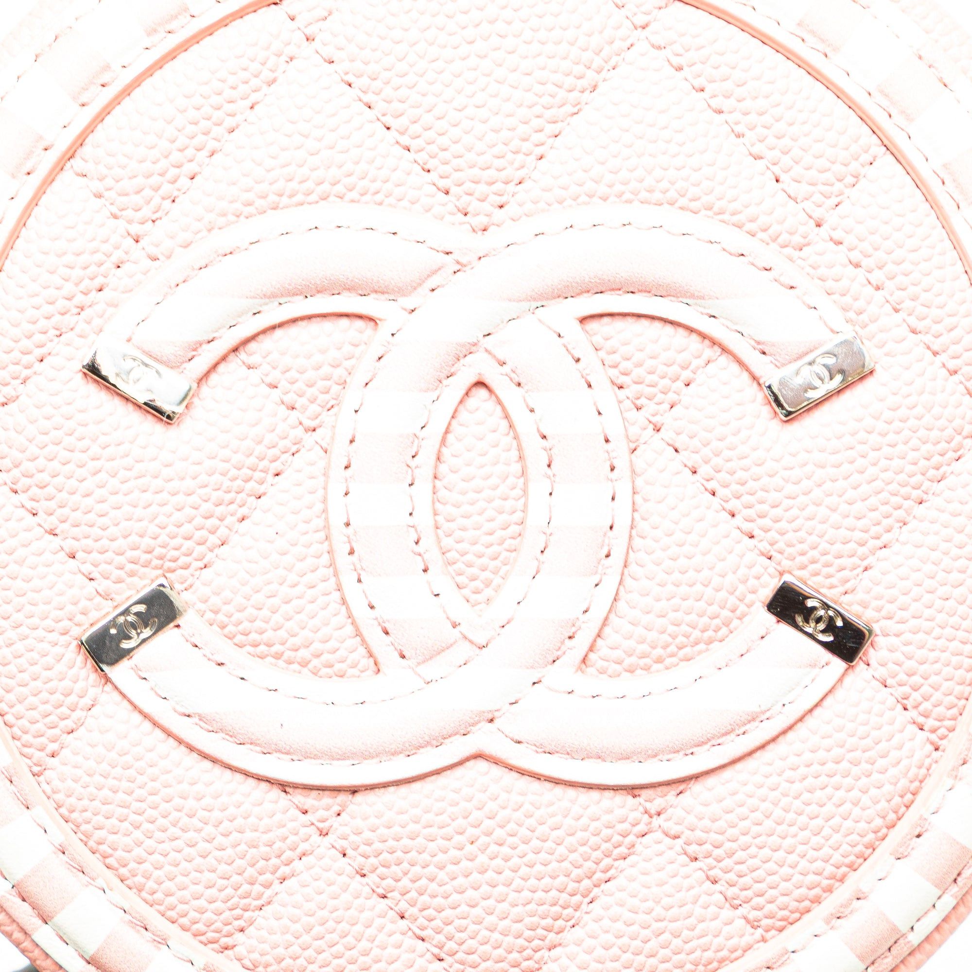 Chanel Chanel Caviar Striped CC Filigree Round Crossbody Pink Size ONE SIZE - 7 Thumbnail