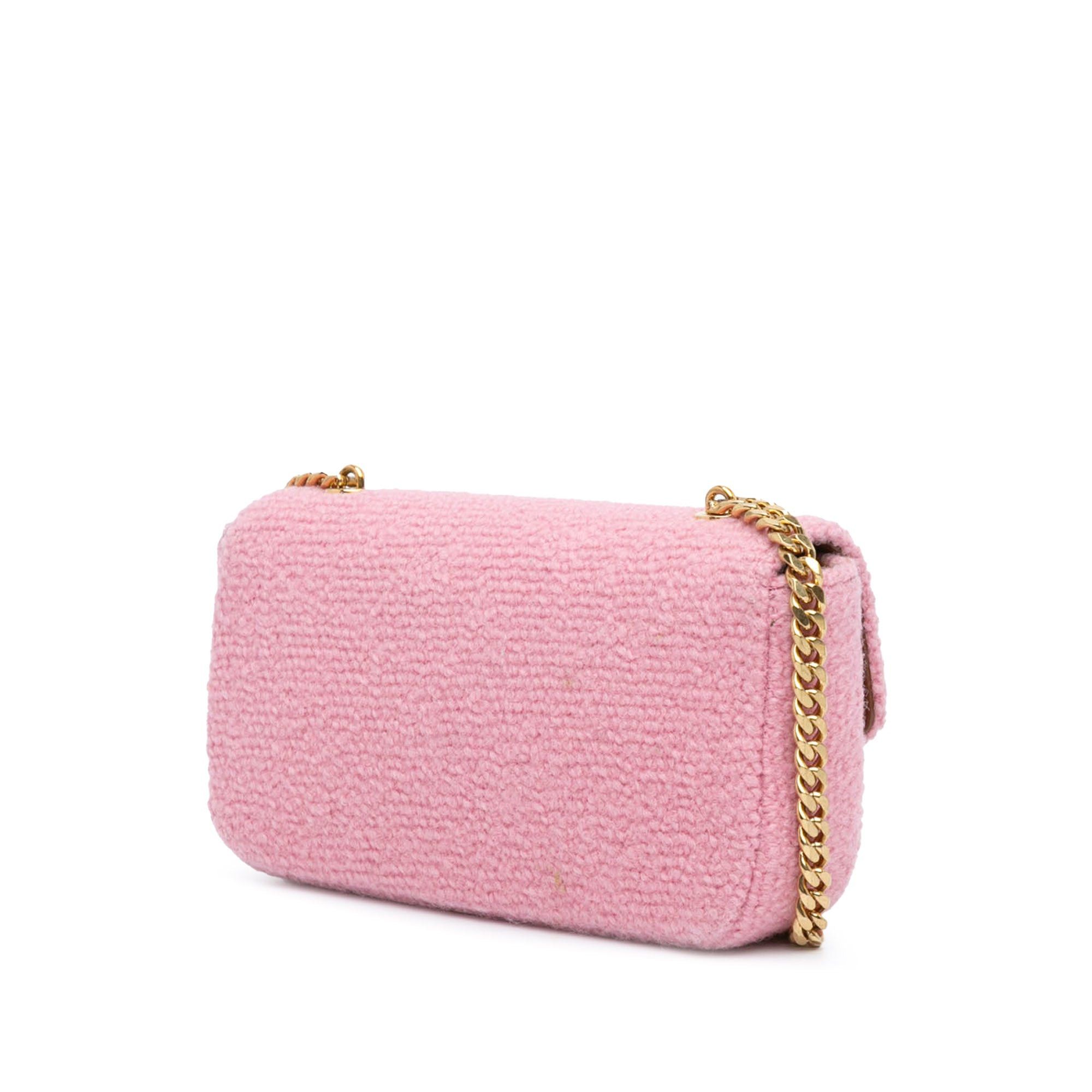Celine Celine Triomphe Tweed Claude Chain Shoulder Bag Pink Size ONE SIZE - 2 Thumbnail