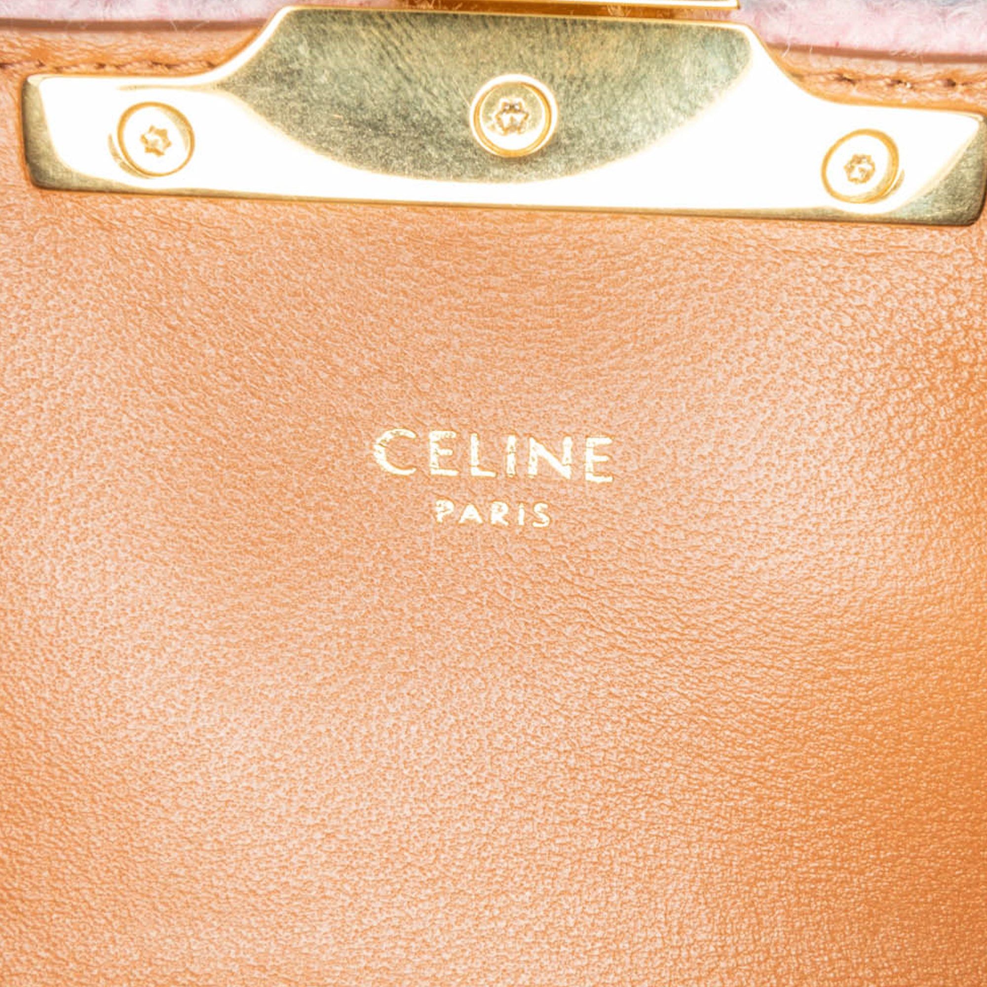 Celine Celine Triomphe Tweed Claude Chain Shoulder Bag Pink Size ONE SIZE - 5 Thumbnail
