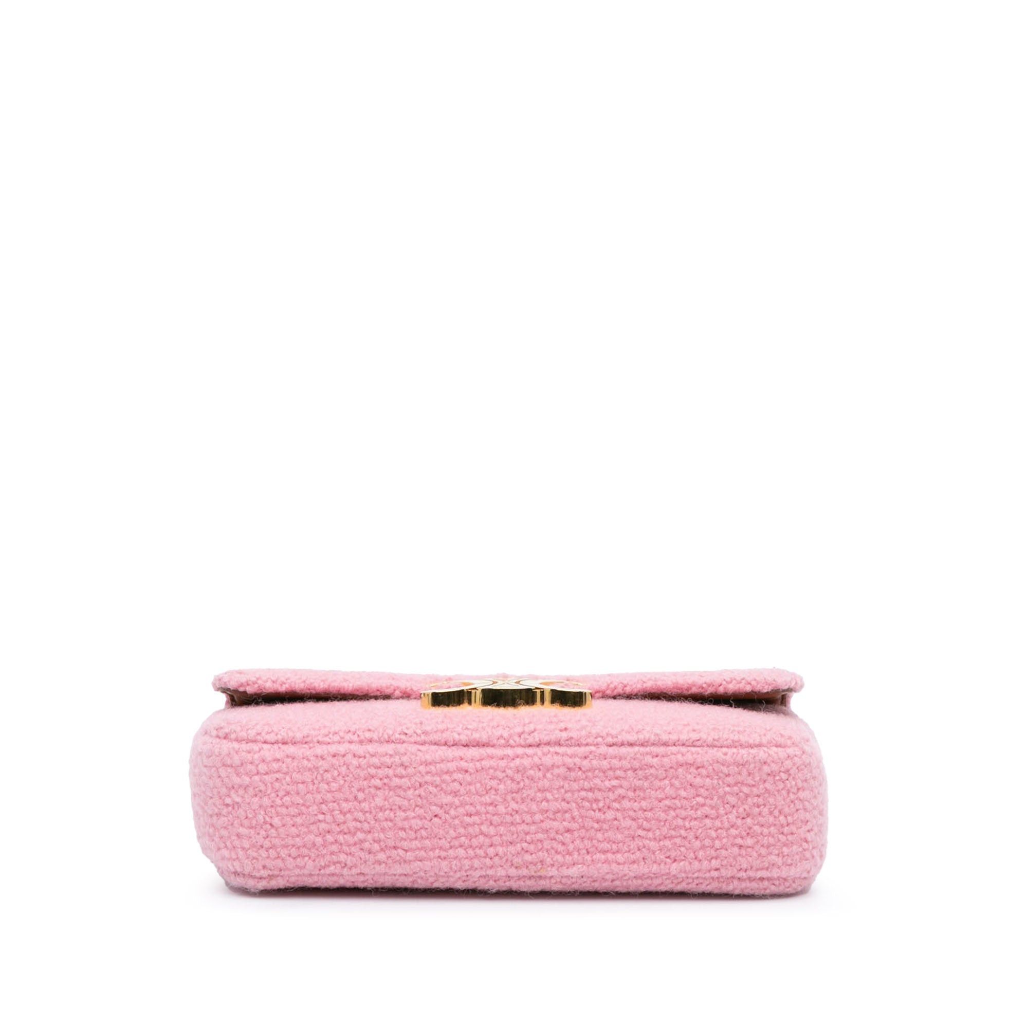Celine Celine Triomphe Tweed Claude Chain Shoulder Bag Pink Size ONE SIZE - 3 Thumbnail