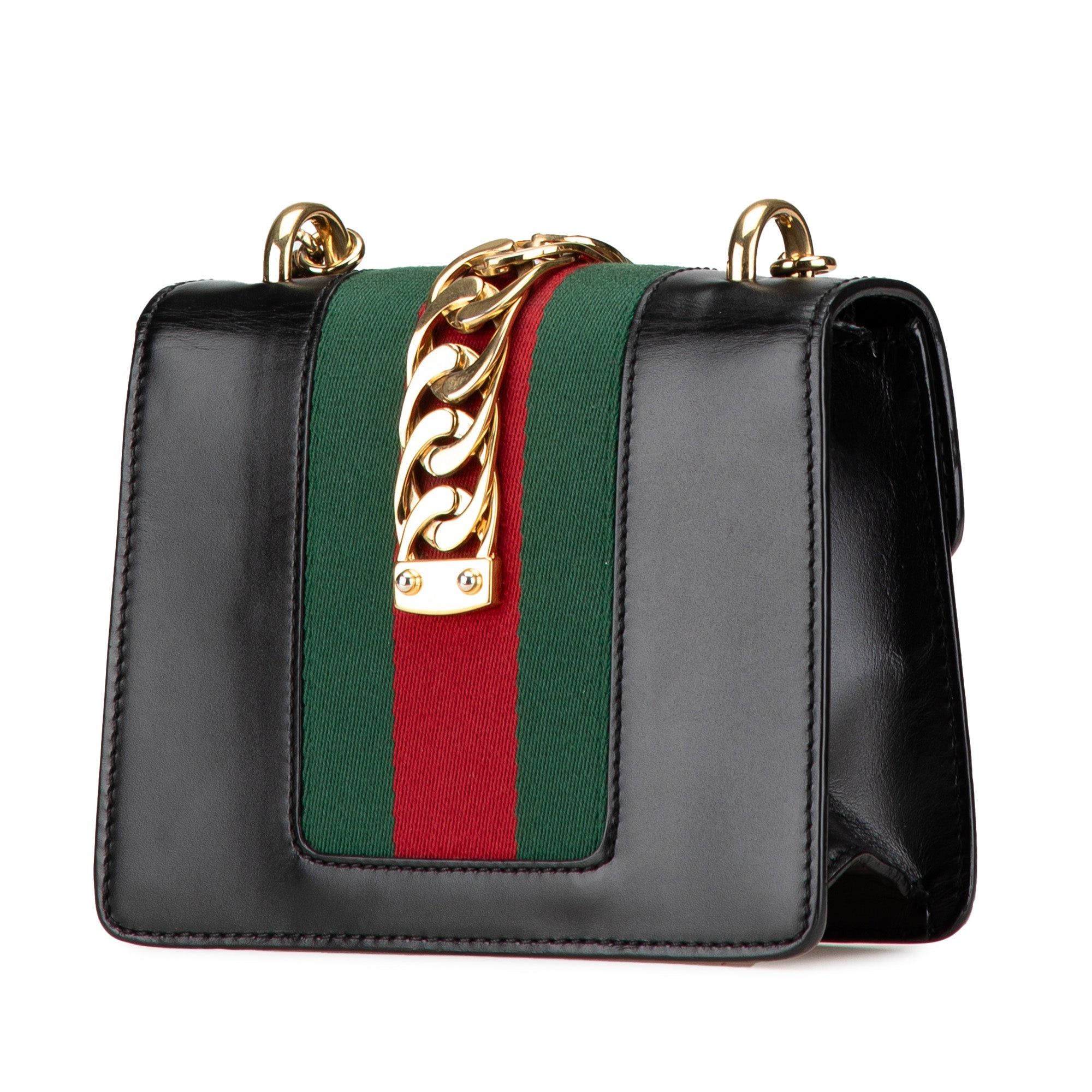 Gucci Mini Sylvie Leather Chain Crossbody Bag Black