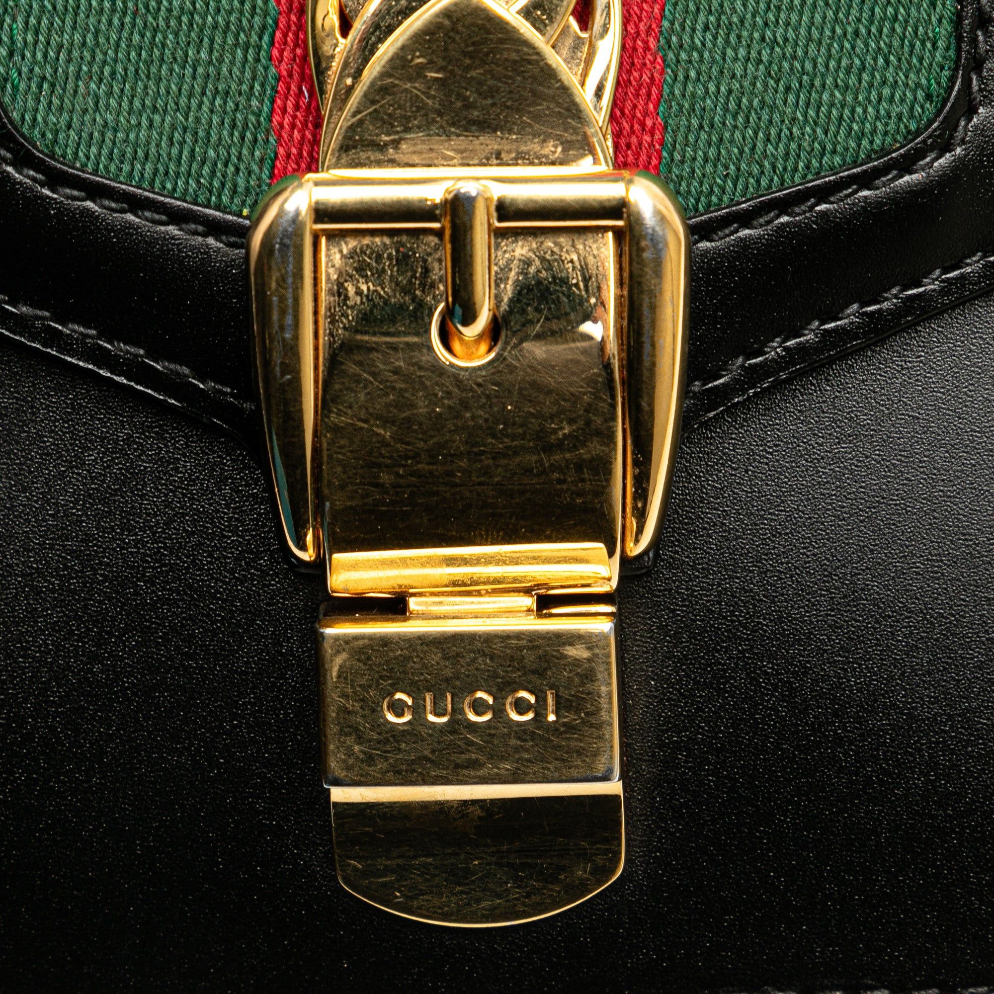 Gucci Mini Sylvie Leather Chain Crossbody Bag Black