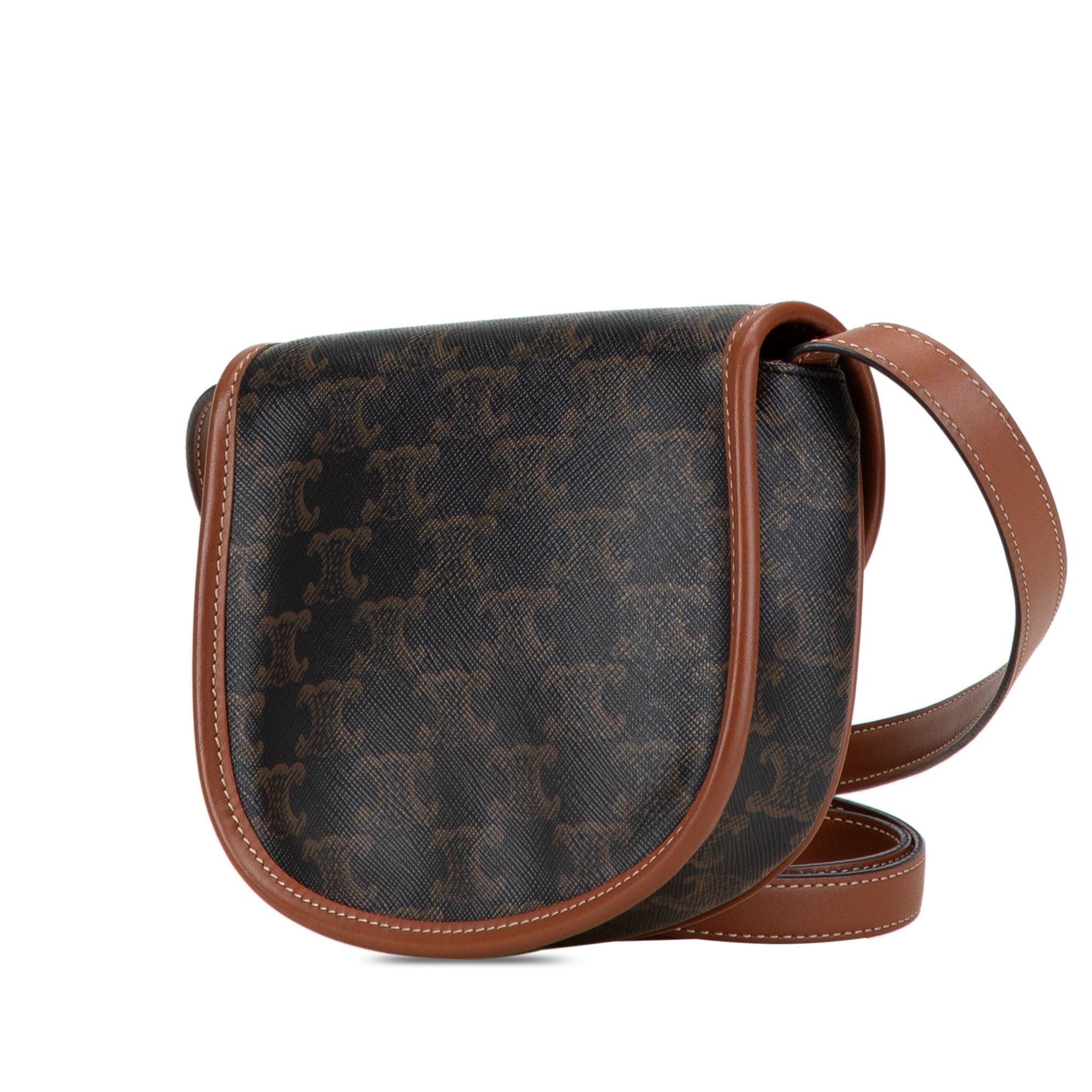 Celine Celine Mini Triomphe Coated Canvas Messenger Bag Crossbody Brown Size ONE SIZE - 2 Thumbnail
