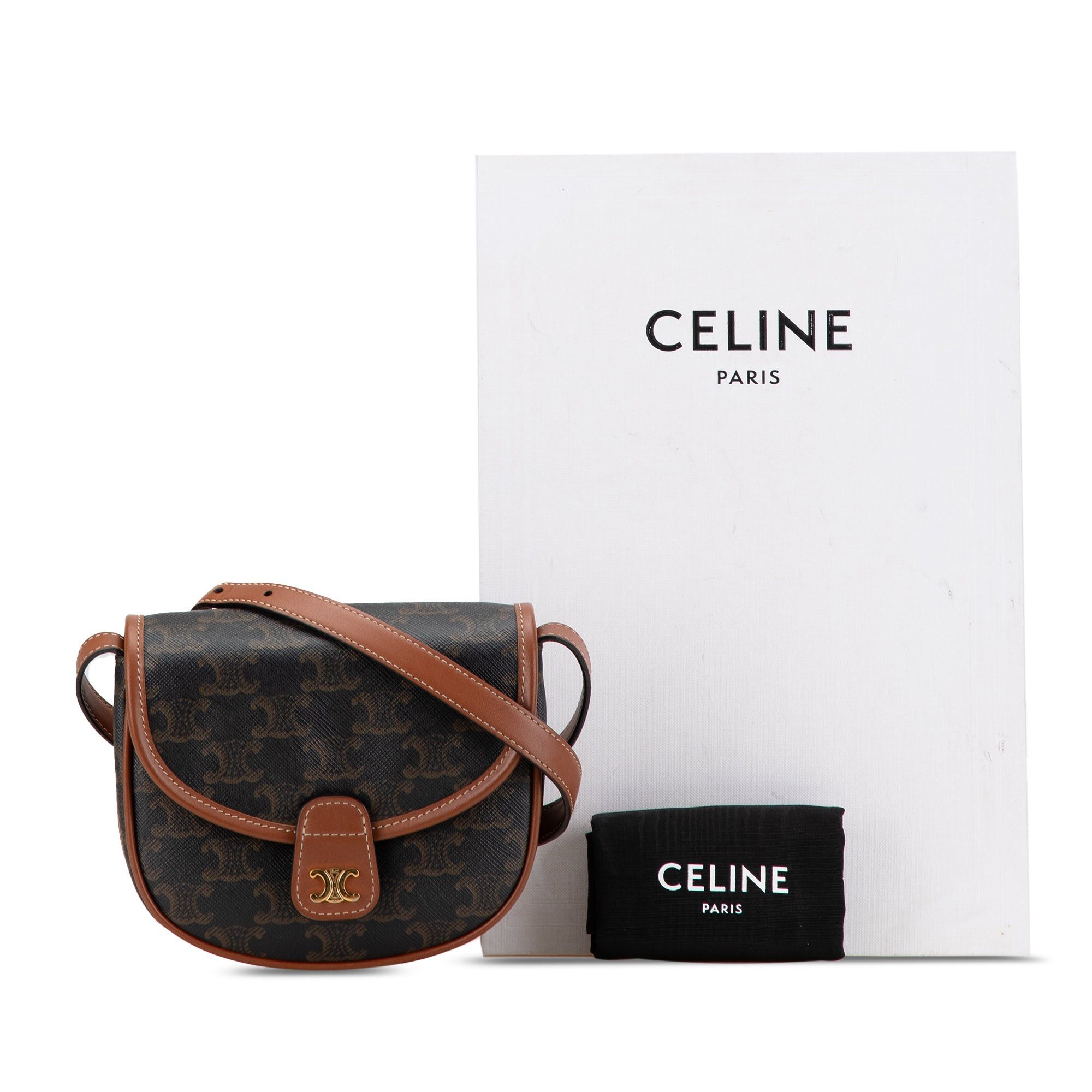 Celine Celine Mini Triomphe Coated Canvas Messenger Bag Crossbody Brown Size ONE SIZE - 8 Thumbnail