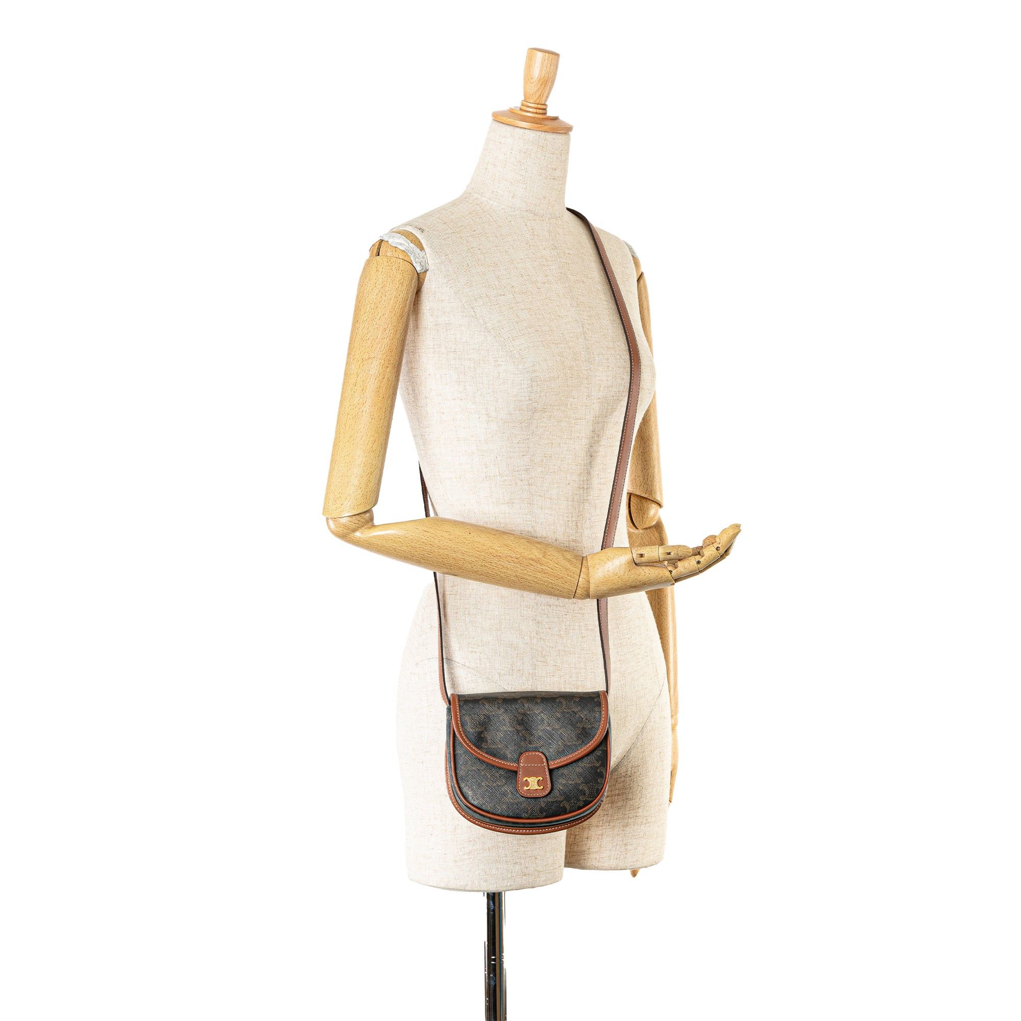 Celine Celine Mini Triomphe Coated Canvas Messenger Bag Crossbody Brown Size ONE SIZE - 7 Thumbnail