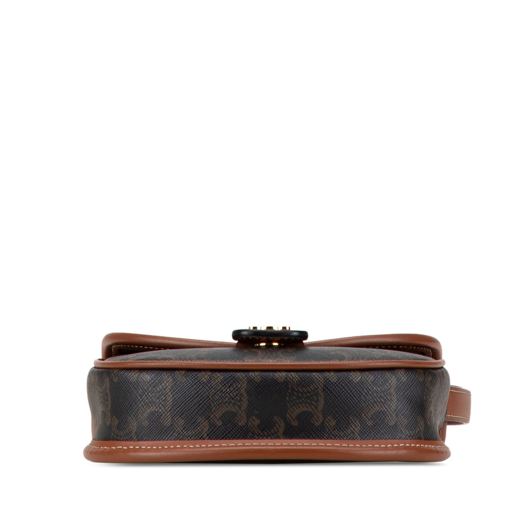 Celine Celine Mini Triomphe Coated Canvas Messenger Bag Crossbody Brown Size ONE SIZE - 3 Thumbnail