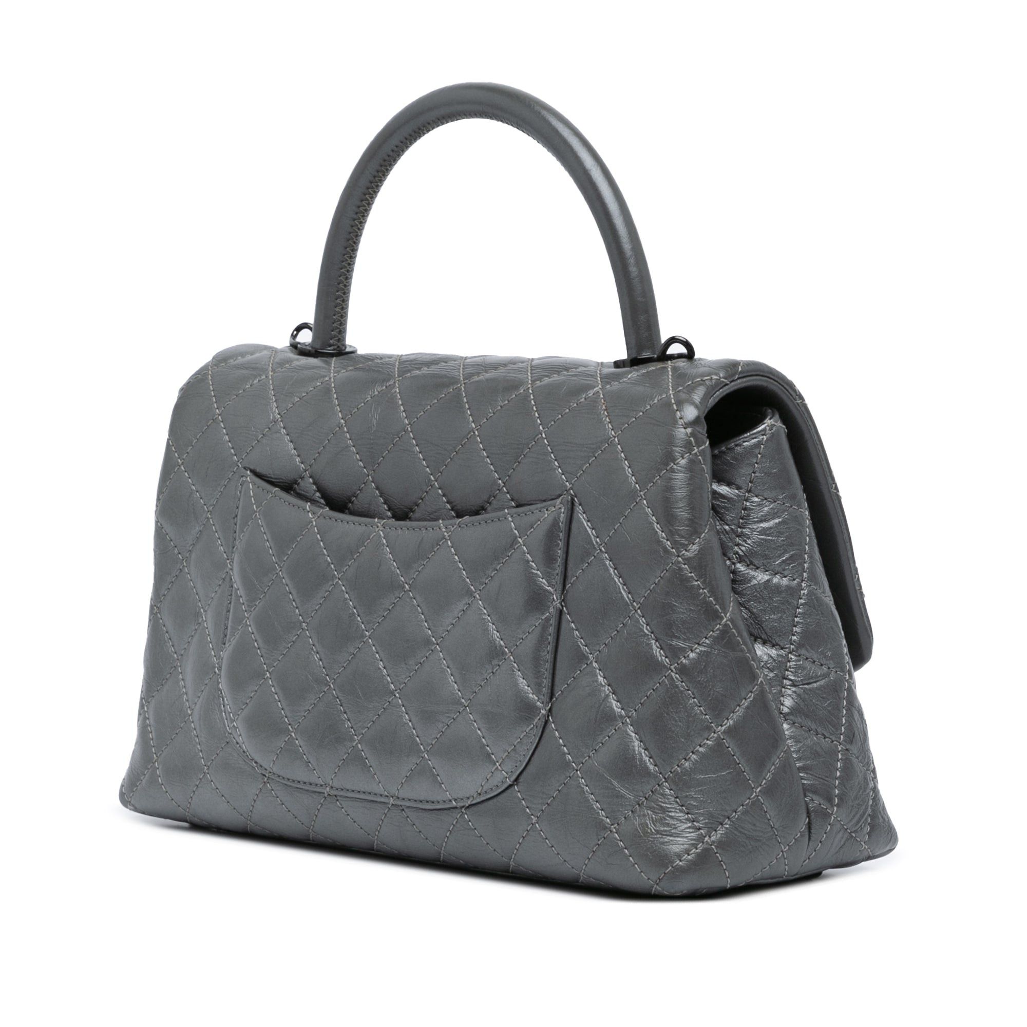 Chanel Chanel Small Quilted Aged Calfskin Coco Top Handle Bag Gray Size ONE SIZE - 2 Thumbnail