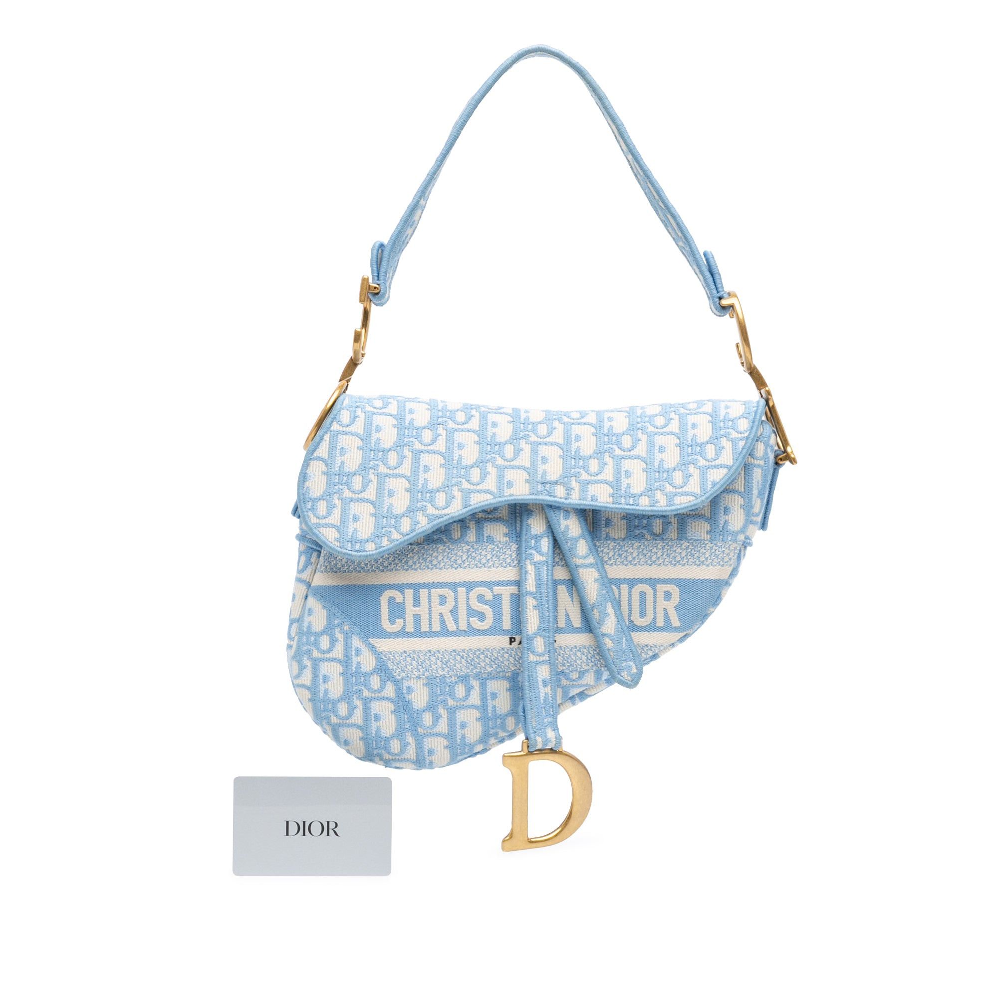 Dior Dior Oblique Embroidered Canvas Saddle Bag Blue Size ONE SIZE - 8 Thumbnail