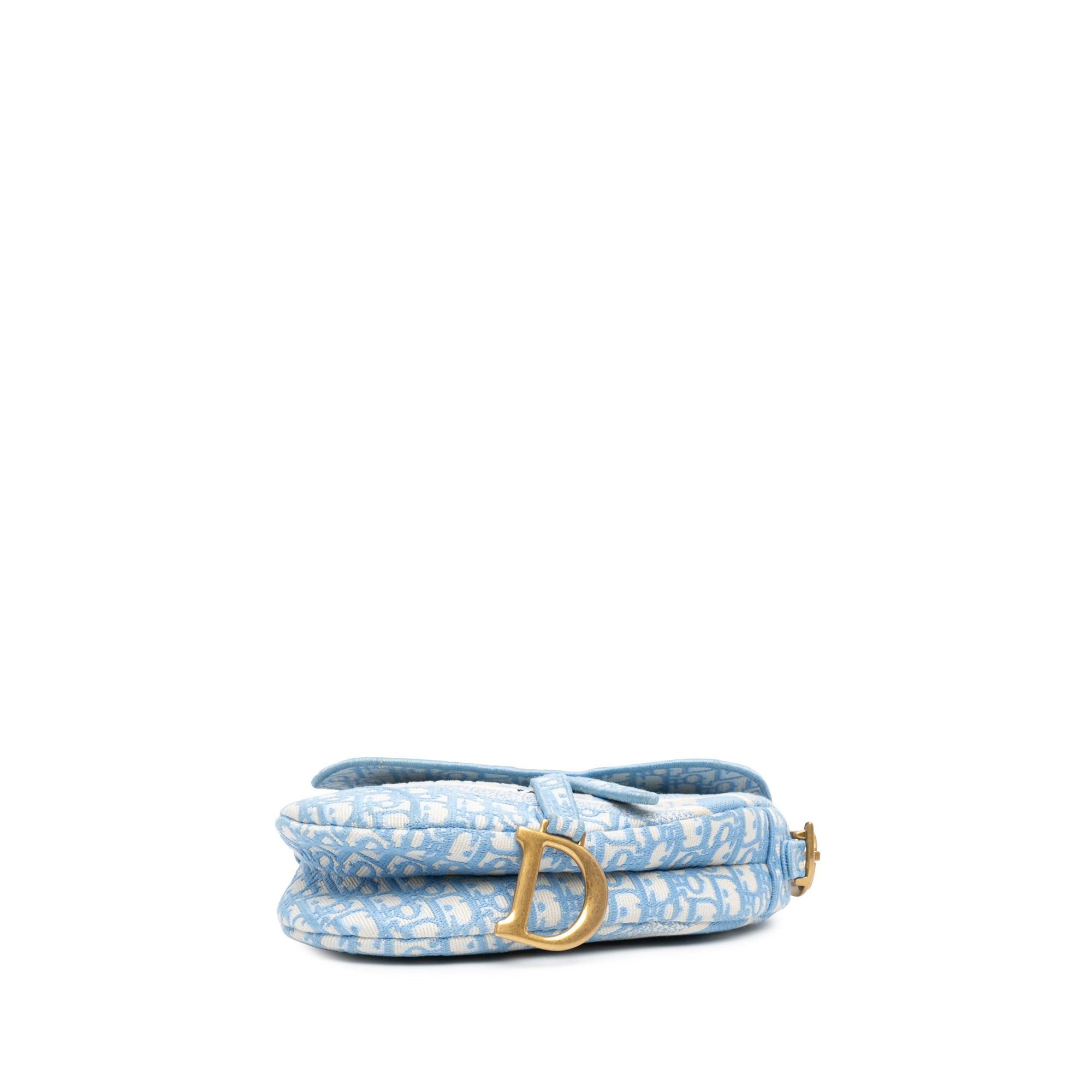 Dior Dior Oblique Embroidered Canvas Saddle Bag Blue Size ONE SIZE - 3 Thumbnail