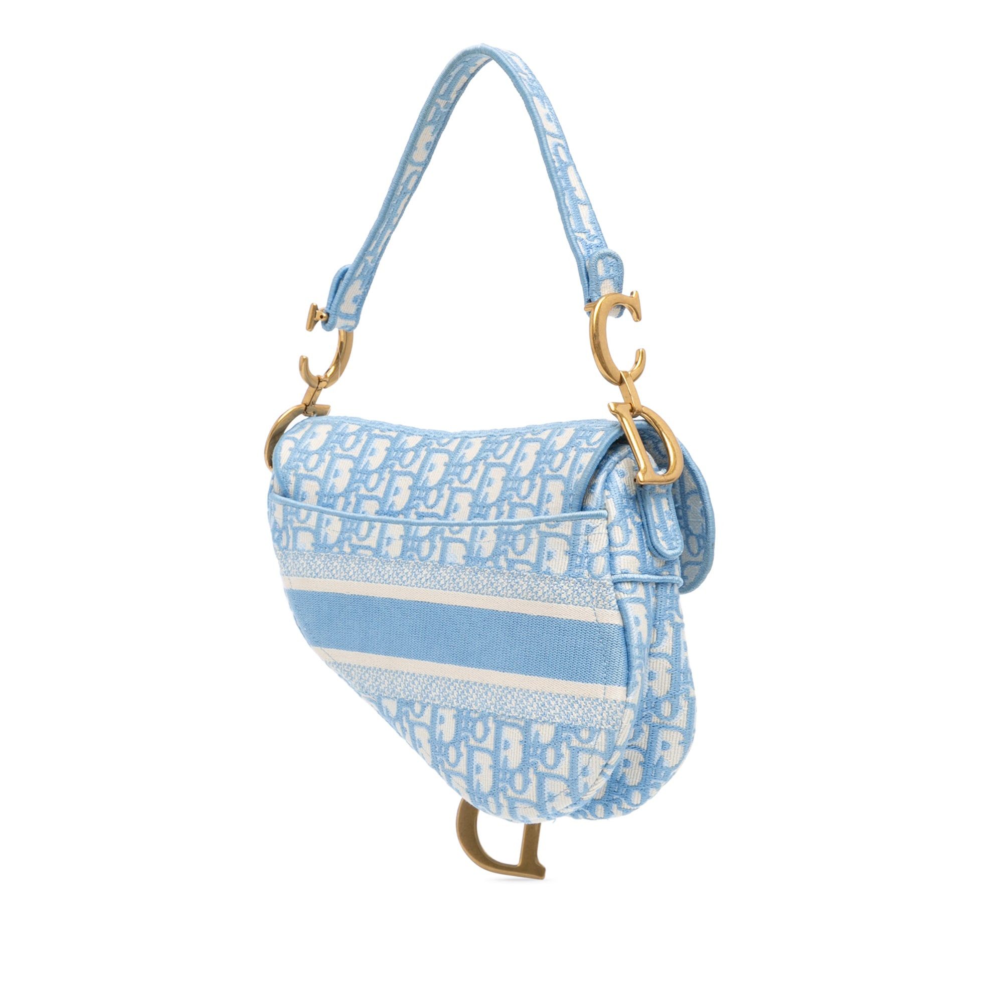 Dior Dior Oblique Embroidered Canvas Saddle Bag Blue Size ONE SIZE - 2 Thumbnail