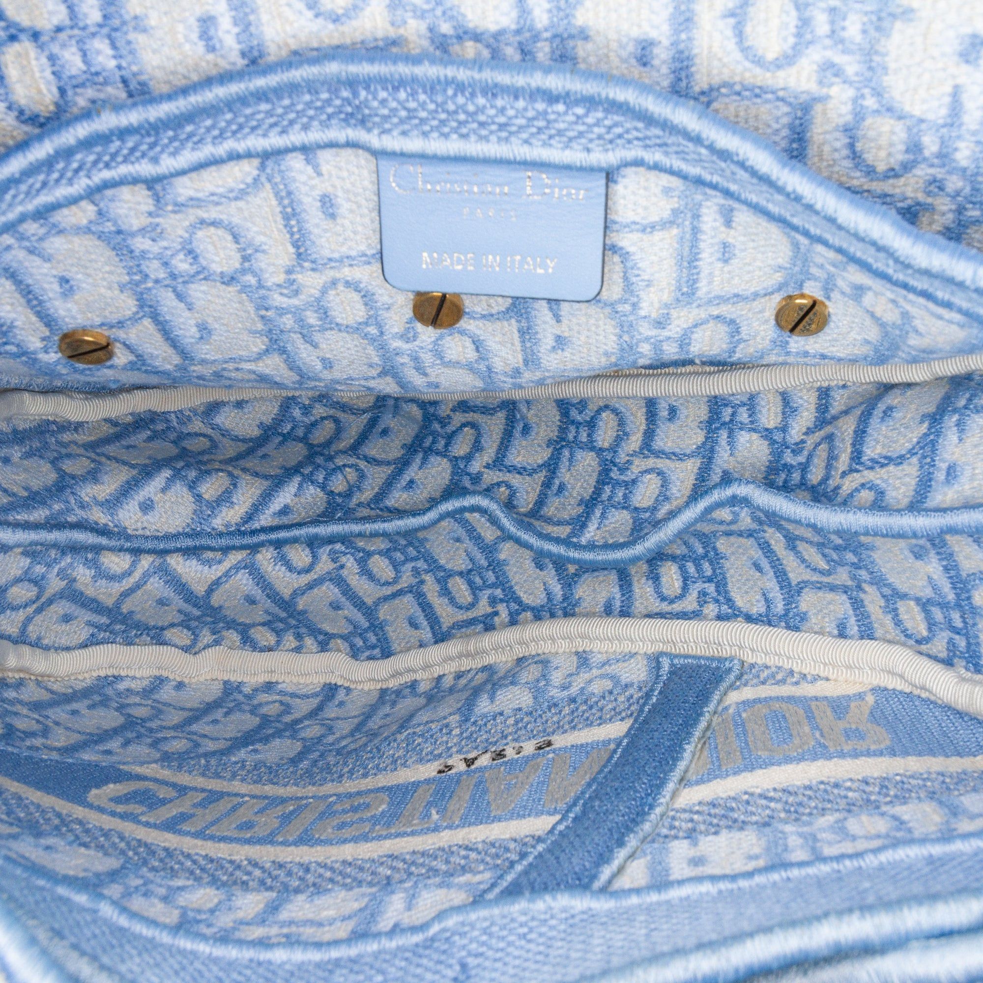 Dior Dior Oblique Embroidered Canvas Saddle Bag Blue Size ONE SIZE - 4 Thumbnail