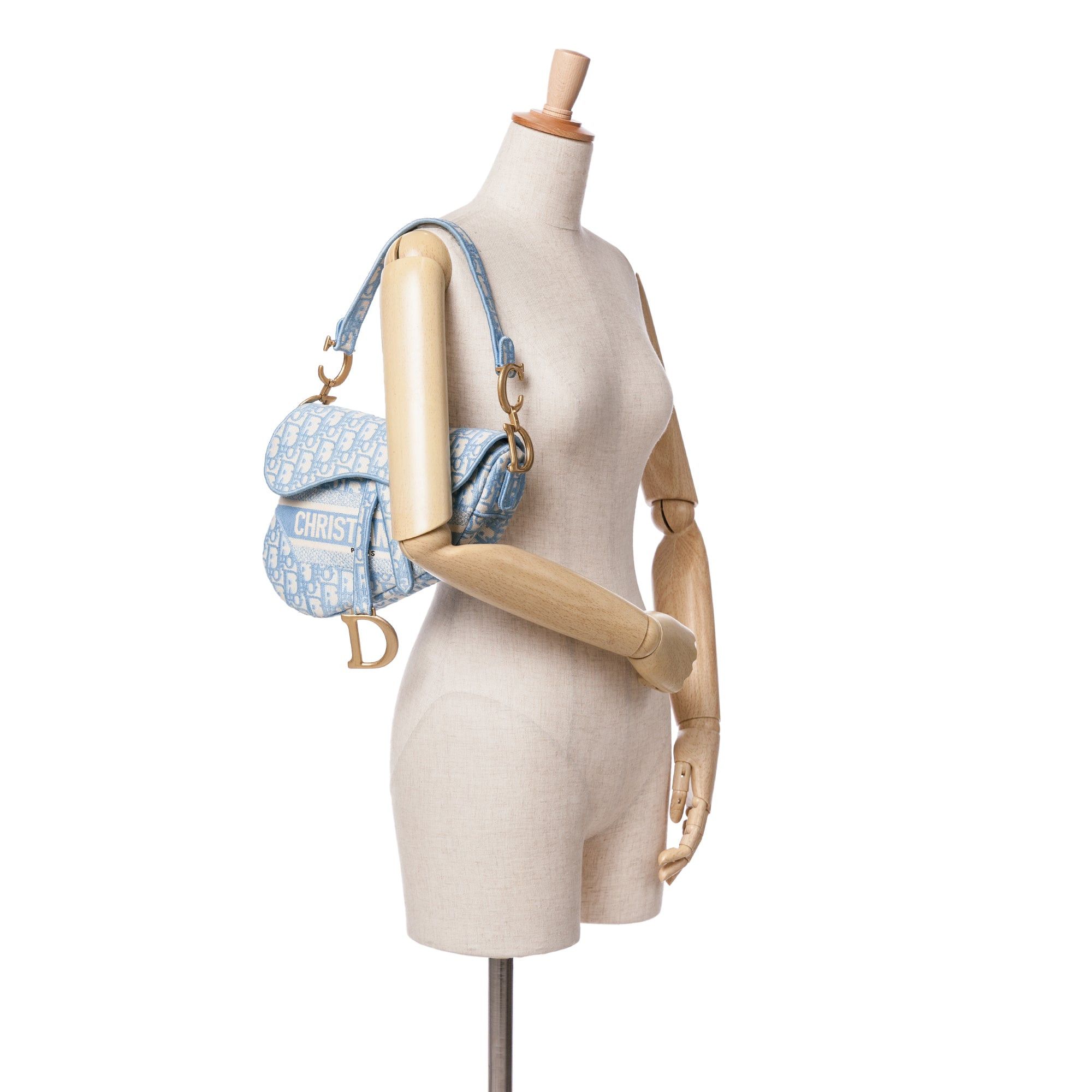 Dior Dior Oblique Embroidered Canvas Saddle Bag Blue Size ONE SIZE - 7 Thumbnail