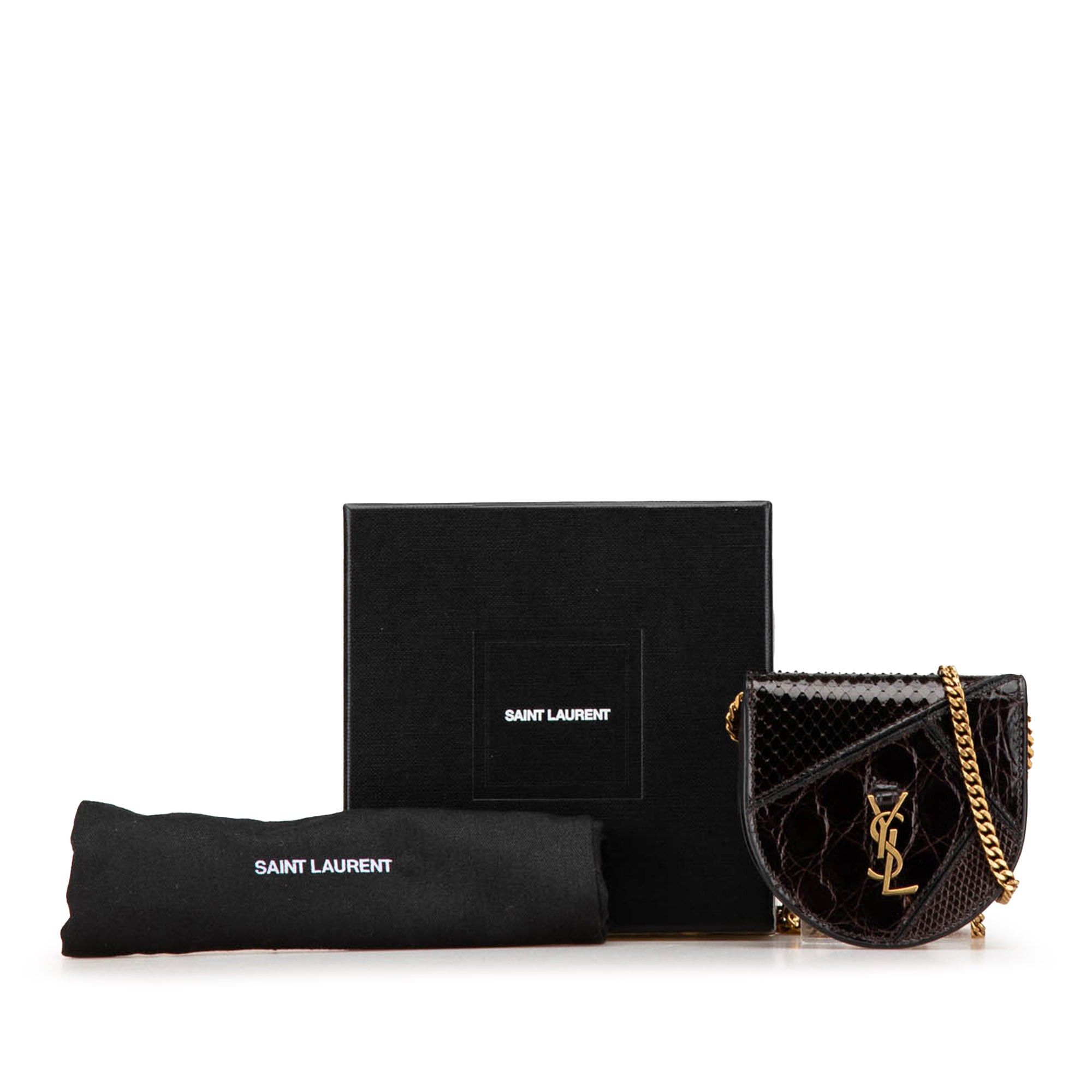 Saint Laurent Paris Saint Laurent Baby Python Leather Kaia Crossbody Brown Size ONE SIZE - 8 Thumbnail