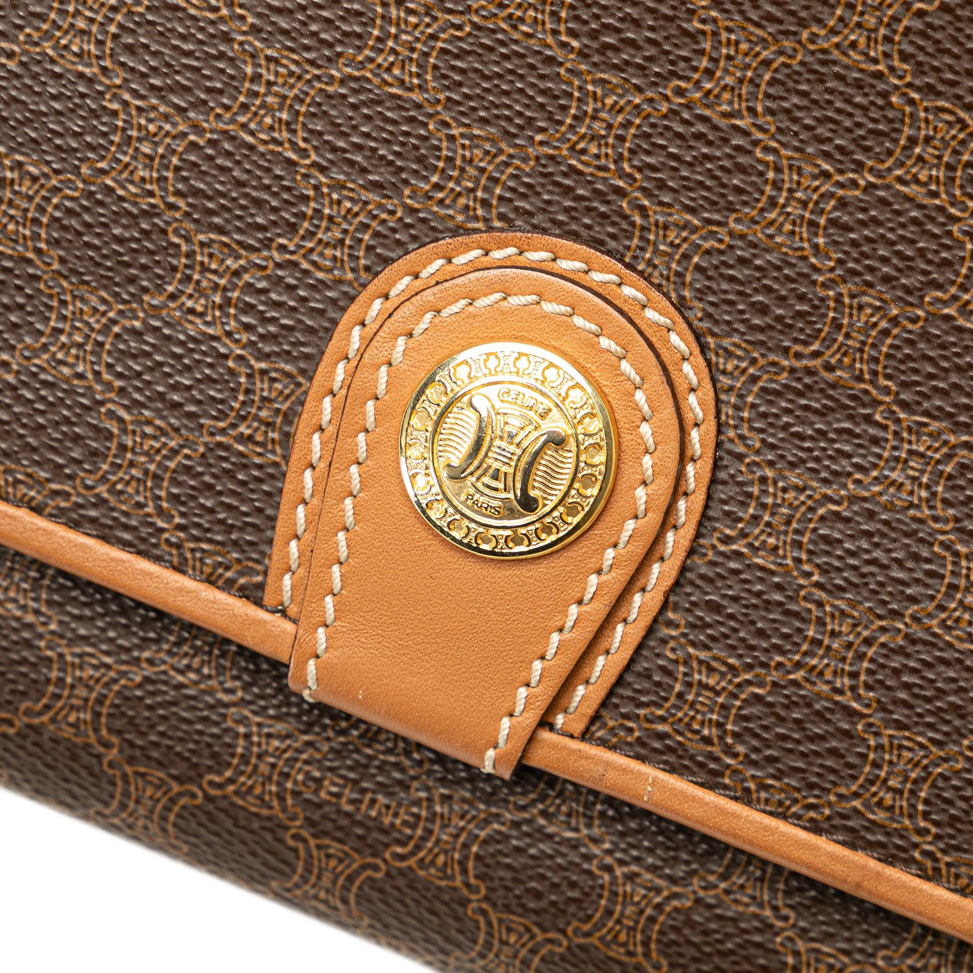 Celine Celine Macadam Coated Canvas Crossbody Brown Size ONE SIZE - 11 Thumbnail
