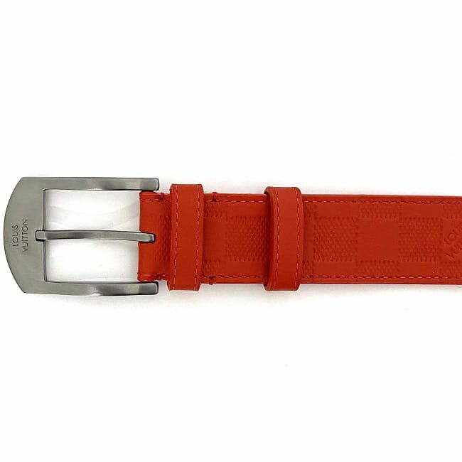 Louis Vuitton LOUIS VUITTON Belt Orange Leather Size ONE SIZE - 3 Thumbnail