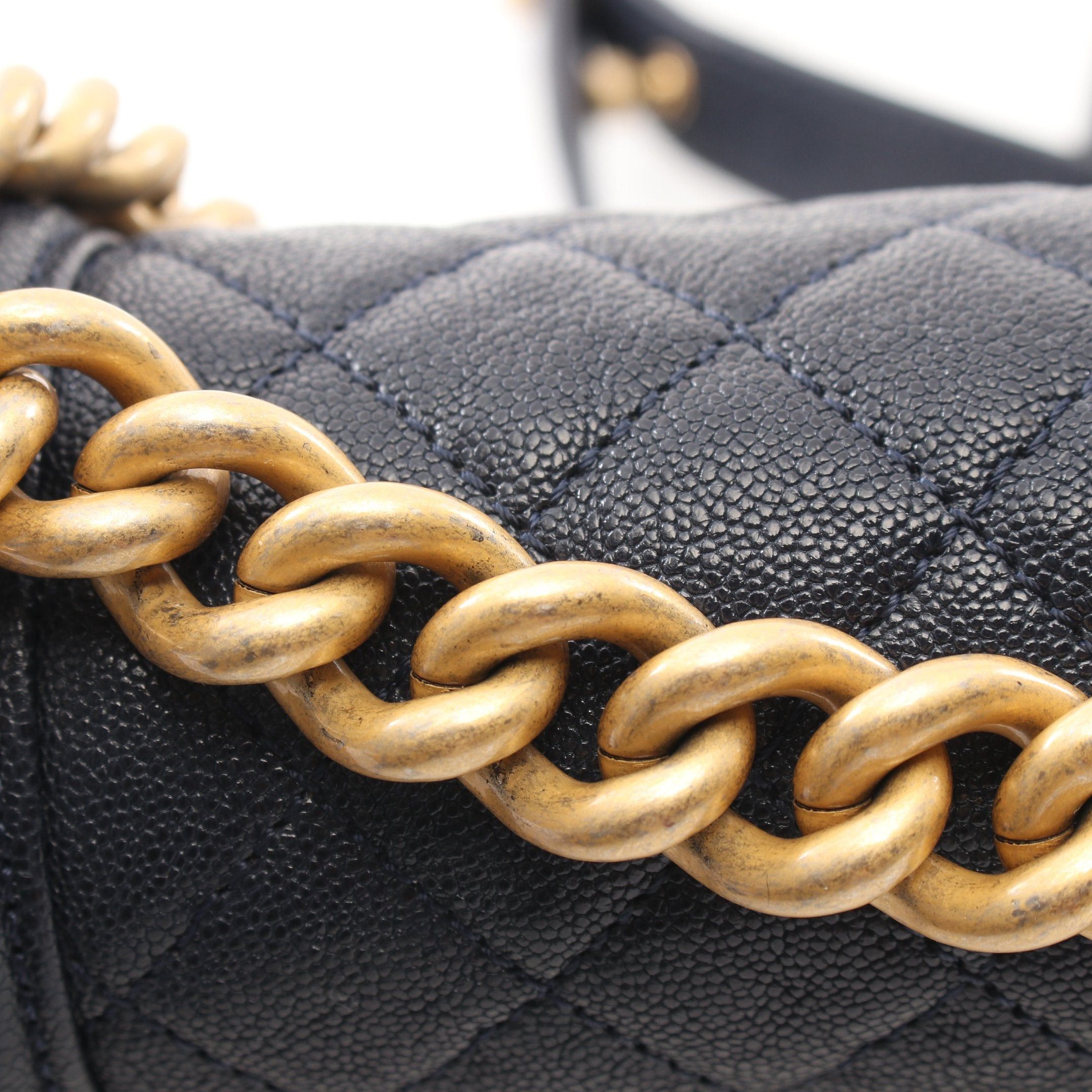Chanel Chanel Boy Chanel Small Chain Shoulder Bag Caviar Skin Dark Navy Gold Hardware Size ONE SIZE - 9 Thumbnail