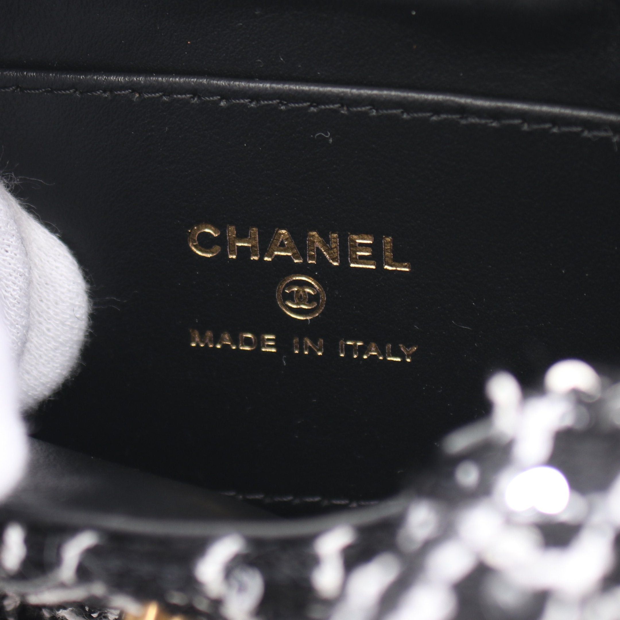 Chanel Chanel Matelasse Chain Shoulder Bag Tweed Sequin Black White Gold Hardware Size ONE SIZE - 4 Thumbnail