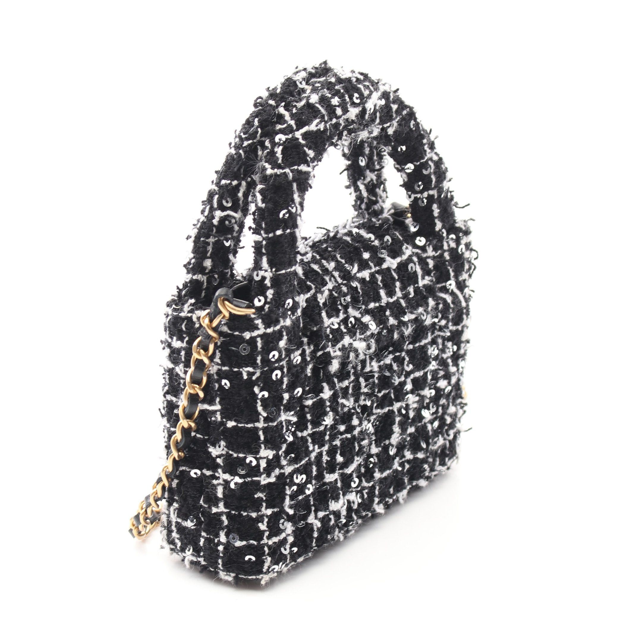 Chanel Chanel Matelasse Chain Shoulder Bag Tweed Sequin Black White Gold Hardware Size ONE SIZE - 2 Thumbnail