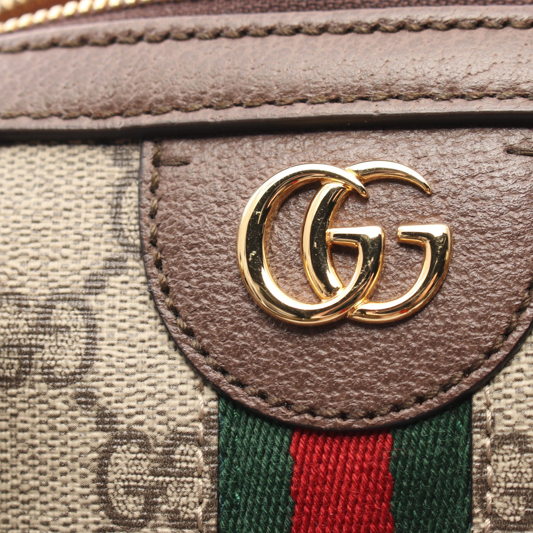 Gucci Gucci Ophidia Handbag Leather Gray Beige Brown Size ONE SIZE - 6 Thumbnail