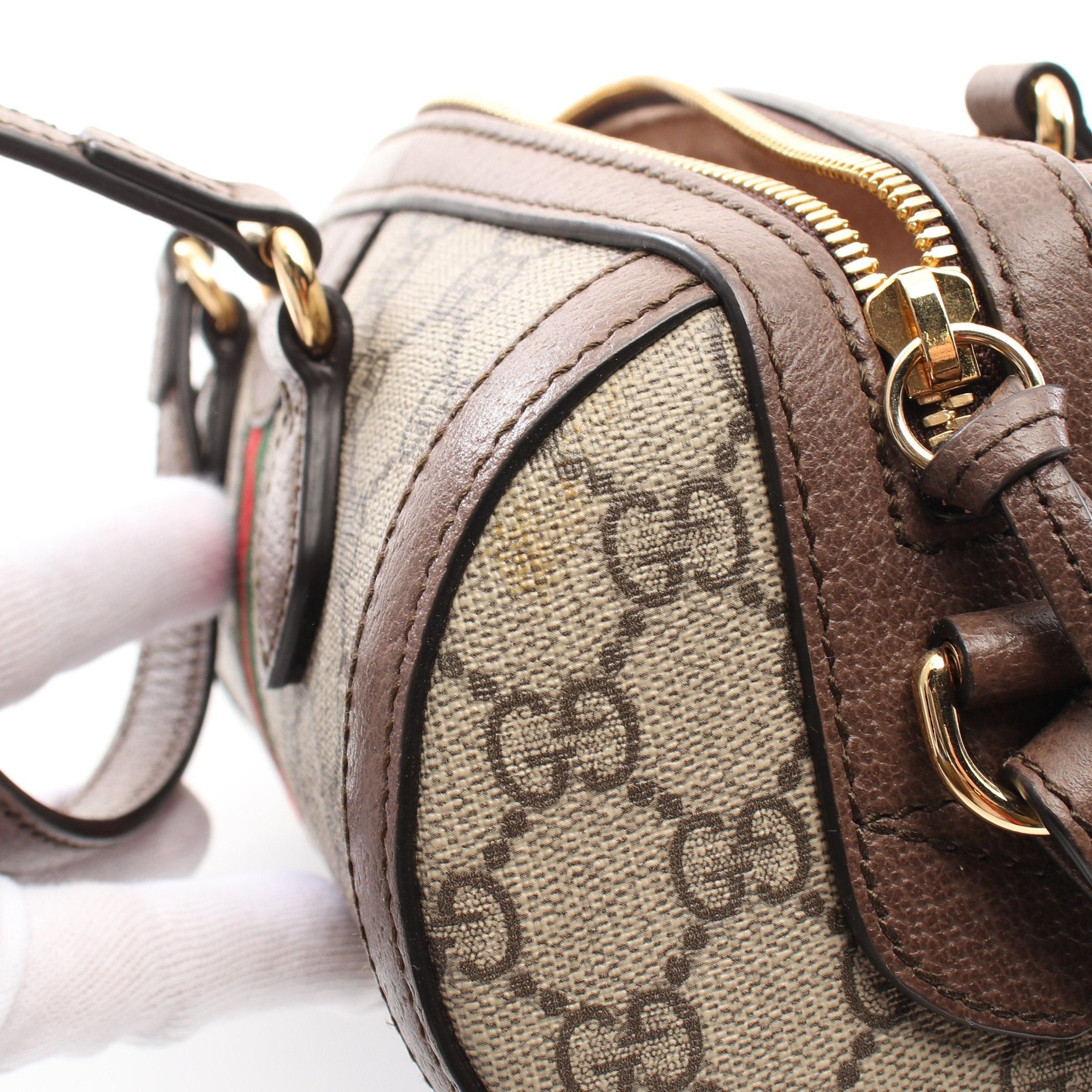 Gucci Gucci Ophidia Handbag Leather Gray Beige Brown Size ONE SIZE - 8 Thumbnail
