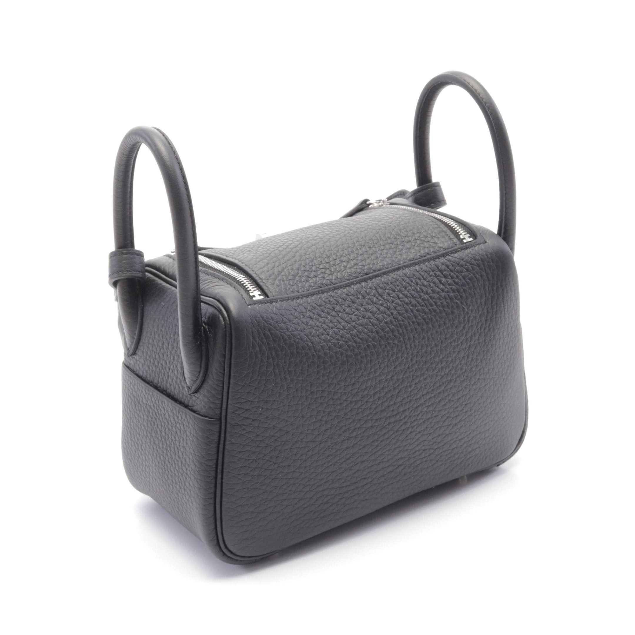 Hermes Hermes Lindy Mini Shoulder Bag Clemence Leather Black Silver Hardware Double Engraved Size ONE SIZE - 2 Thumbnail