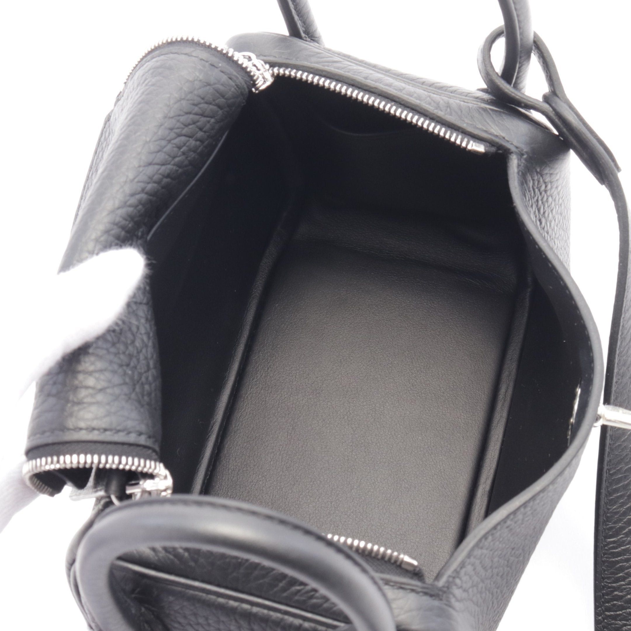 Hermes Hermes Lindy Mini Shoulder Bag Clemence Leather Black Silver Hardware Double Engraved Size ONE SIZE - 3 Thumbnail
