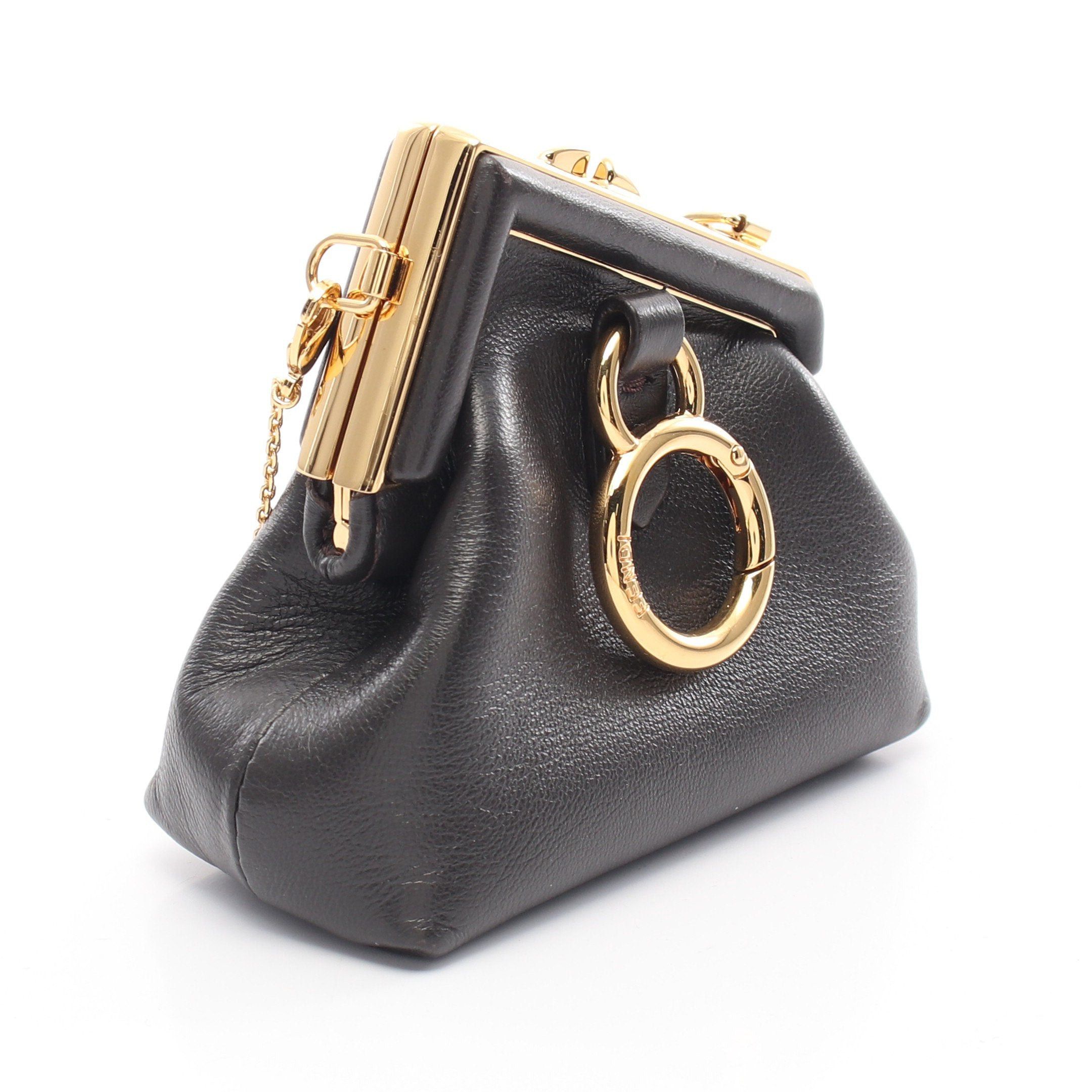 Fendi Fendi First Nano Charm Coin Purse Leather Dark Gray Size ONE SIZE - 2 Thumbnail