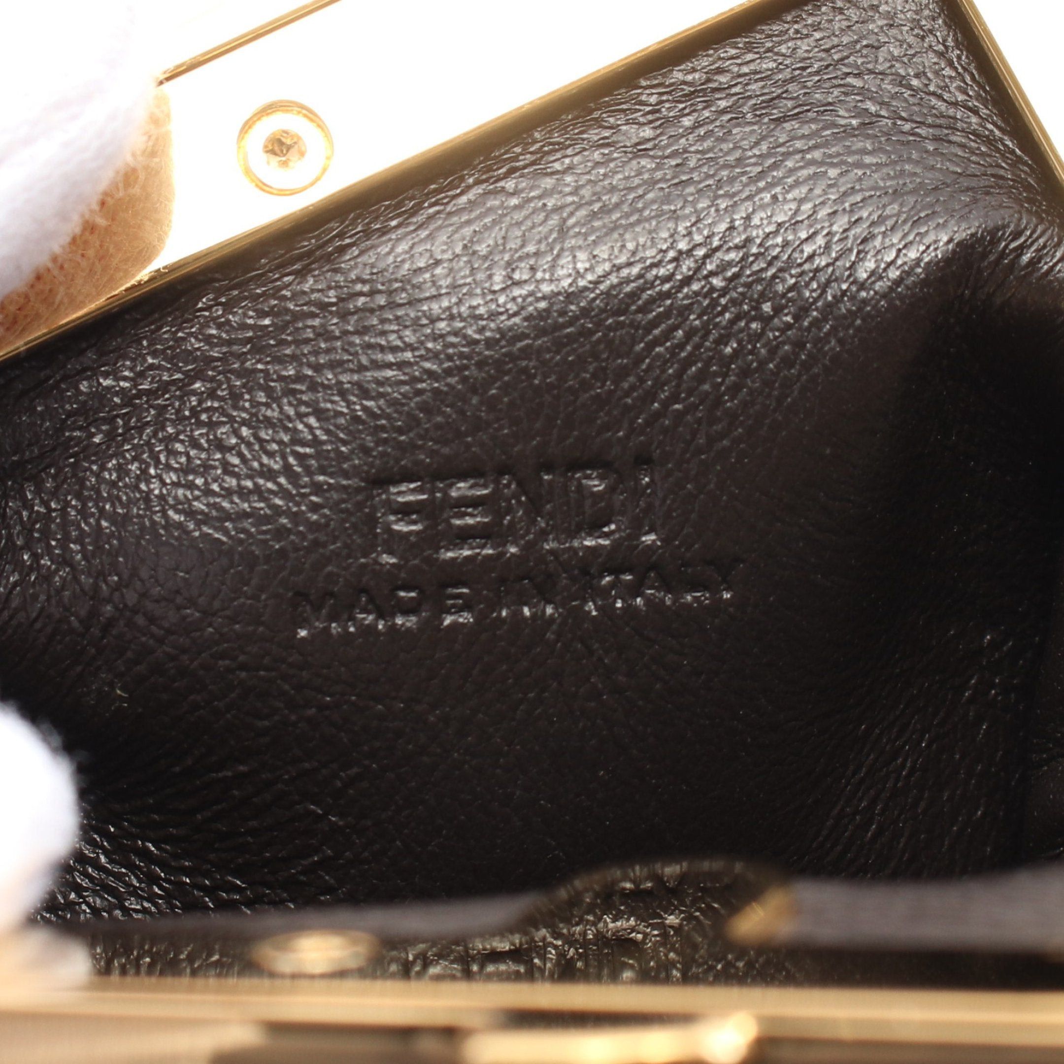 Fendi Fendi First Nano Charm Coin Purse Leather Dark Gray Size ONE SIZE - 4 Thumbnail