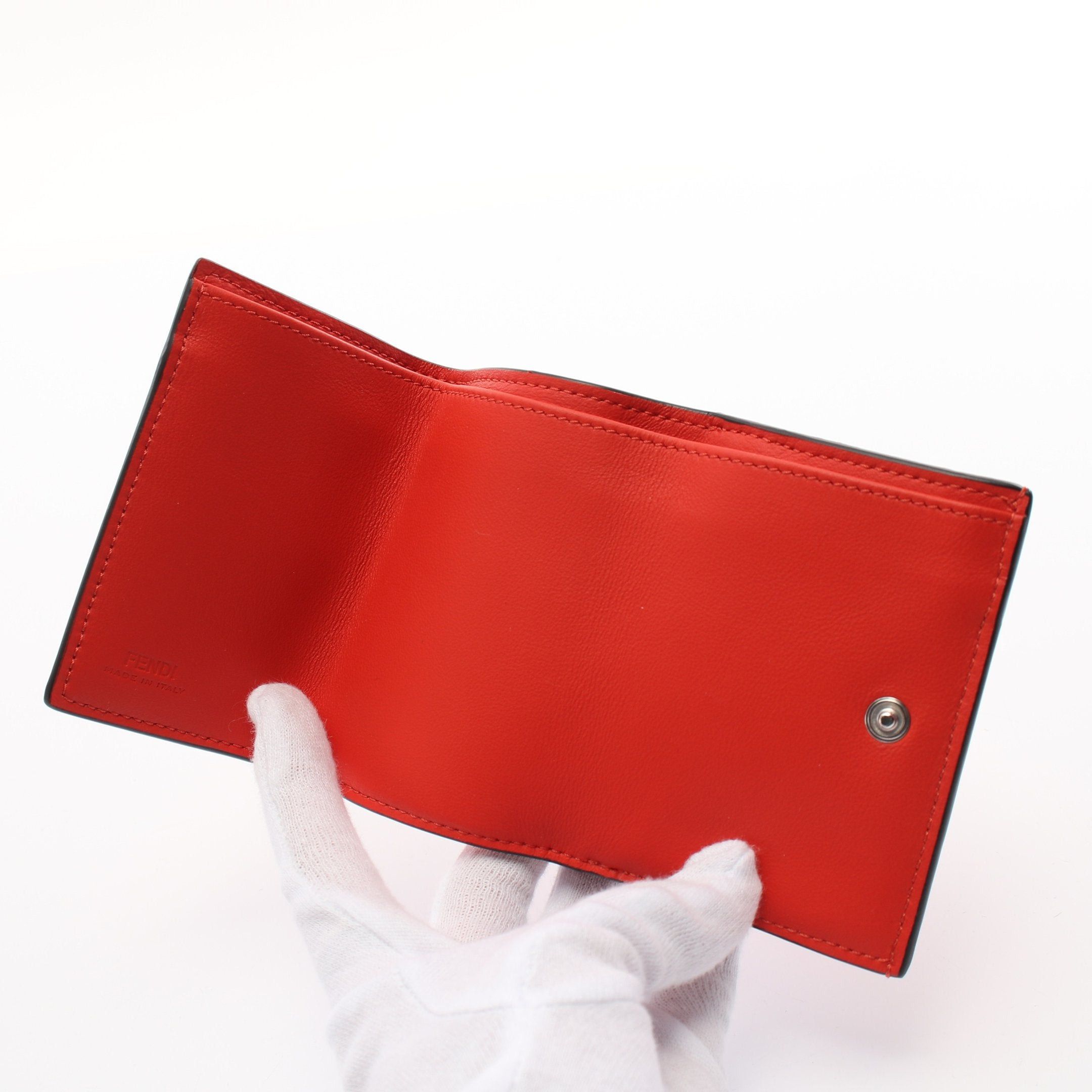 Fendi Fendi Peekaboo Trifold Wallet Compact Leather Red Size ONE SIZE - 3 Thumbnail